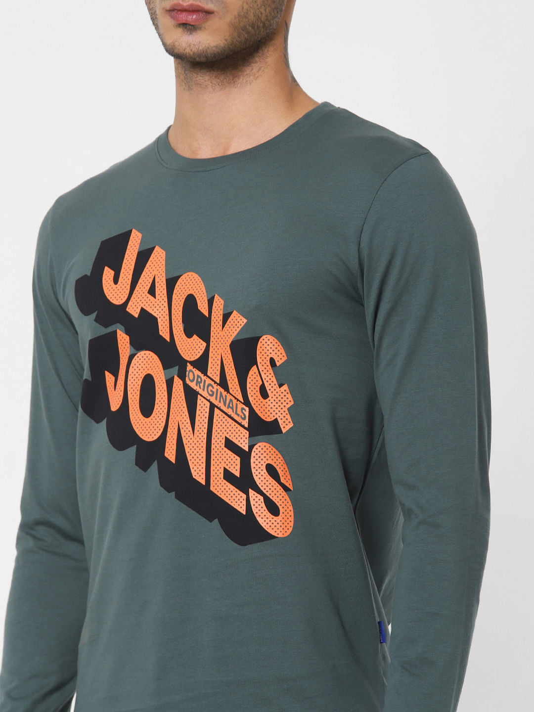 Green Logo Print Crew Neck T-shirt