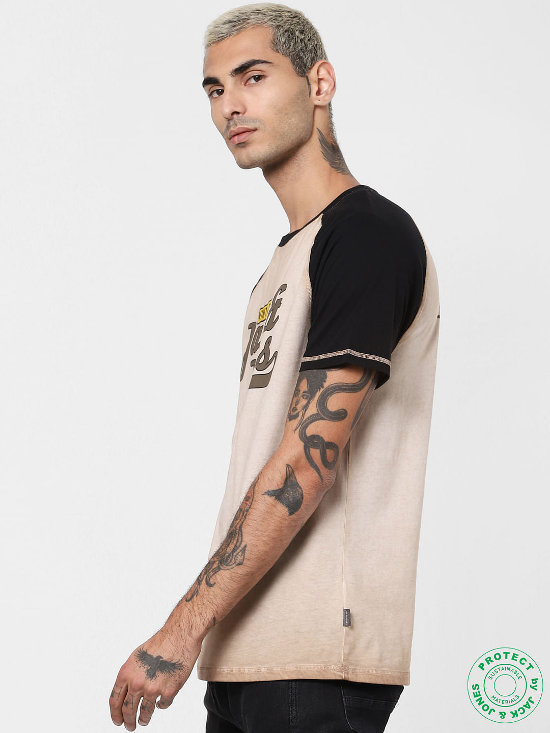 Brown Dyed Logo Print T-shirt