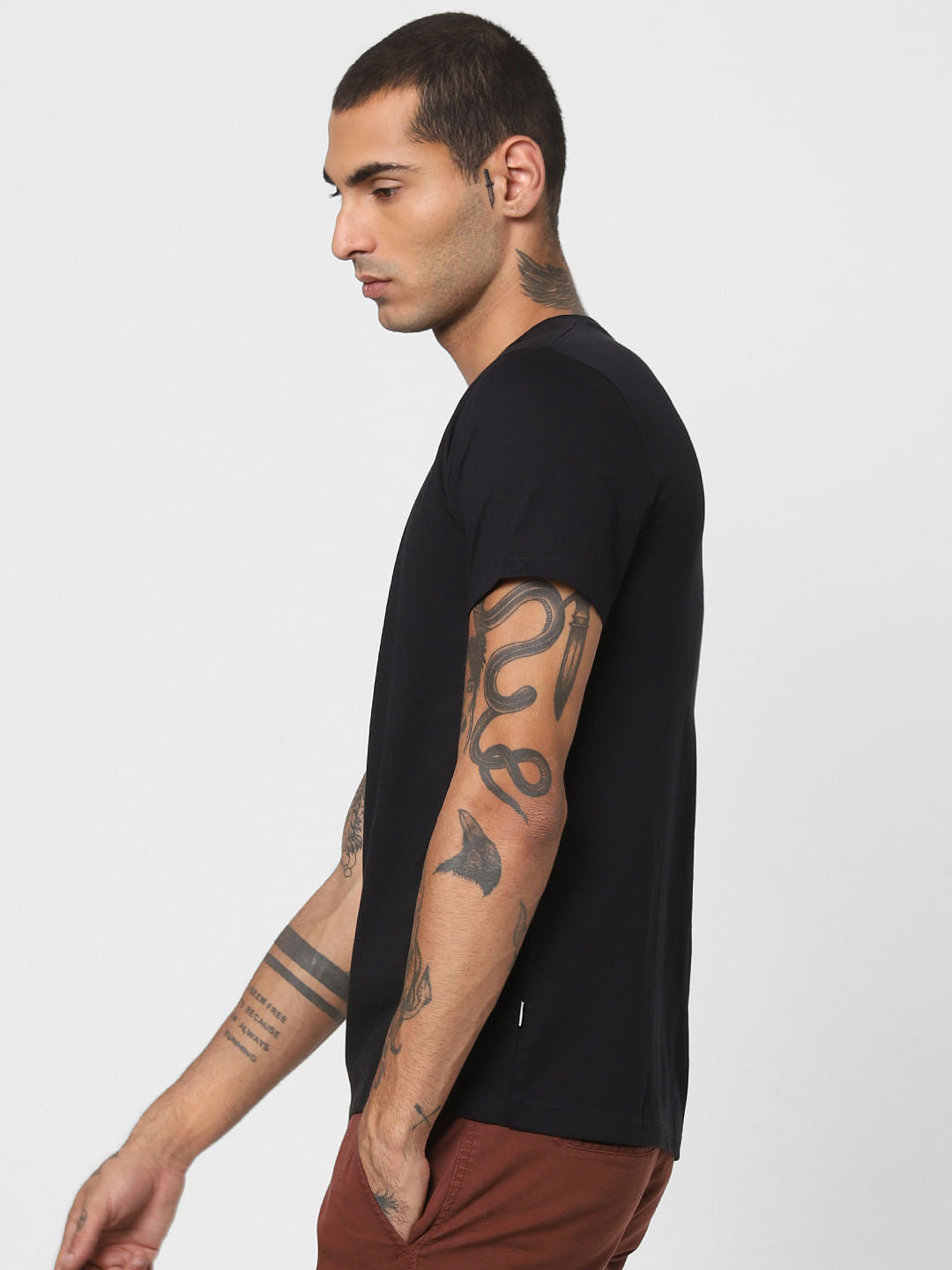 Black Logo Print Crew Neck T-shirt