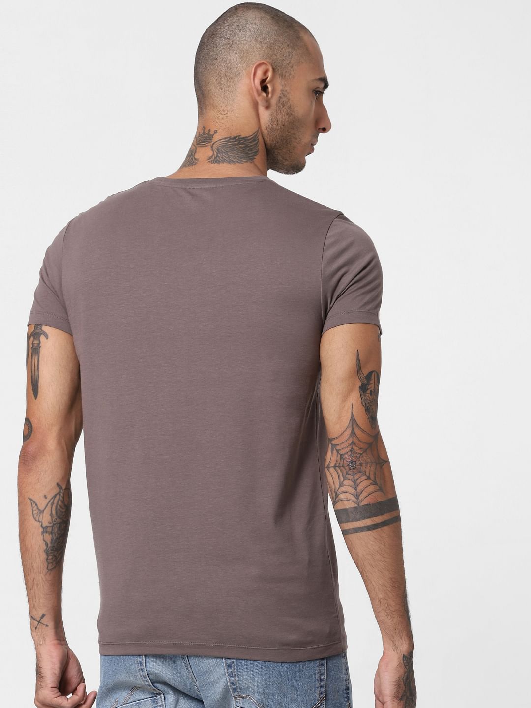 Brown Reconnect Print Crew Neck T-shirt