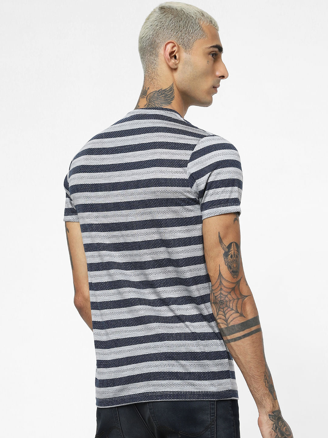 Grey Jacquard Crew Neck T-shirt
