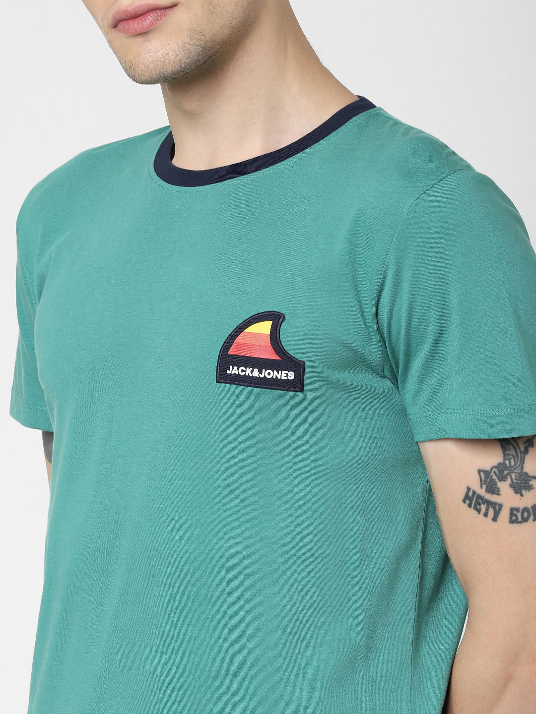 Green Logo Print Crew Neck T-shirt
