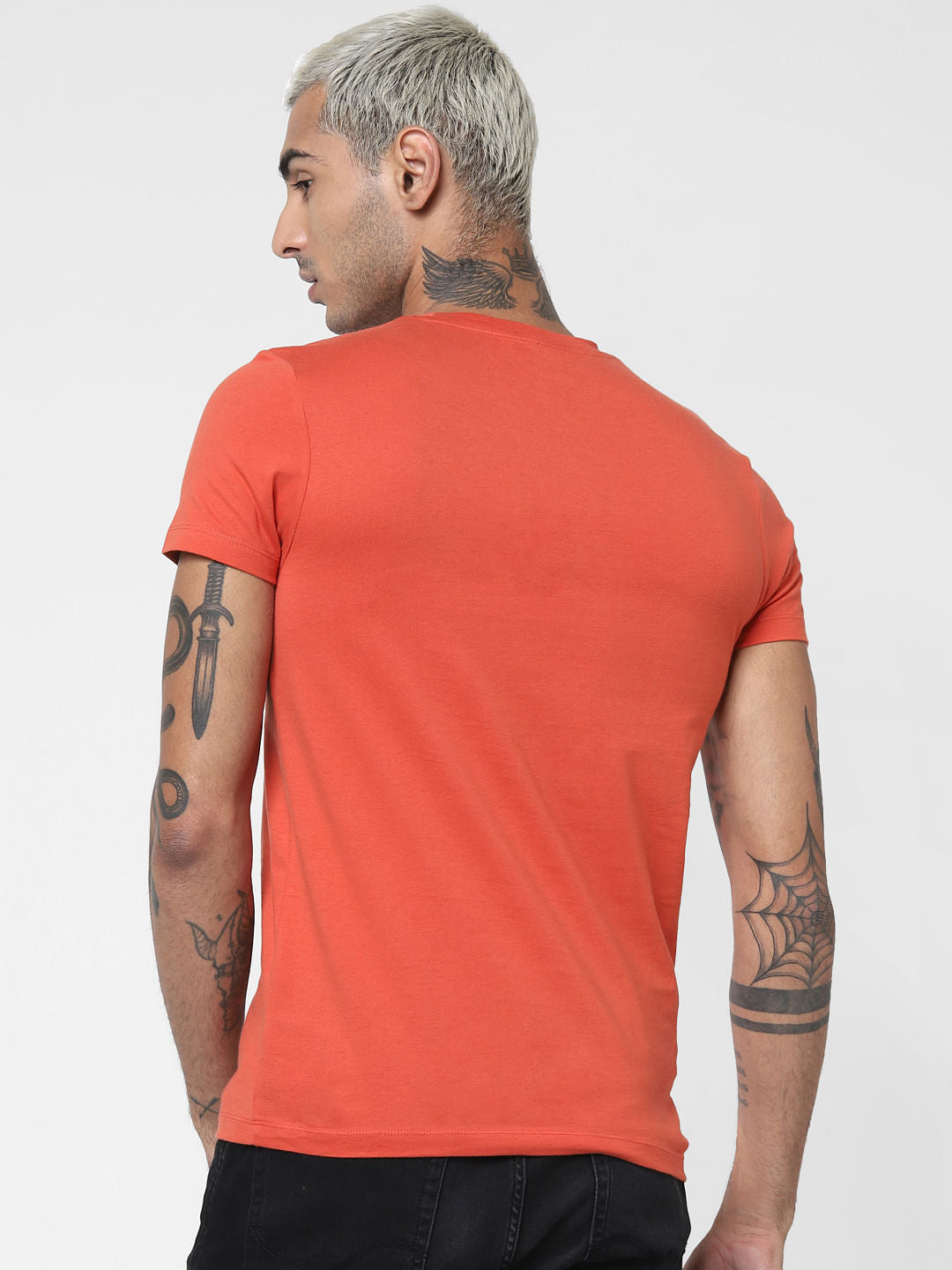 Orange Graphic Print Crew Neck T-shirt