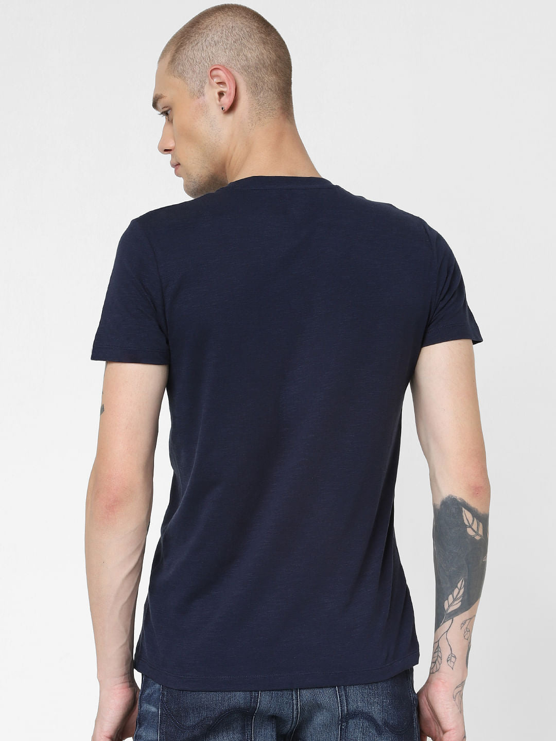 Navy Blue Graphic Print Crew Neck T-shirt