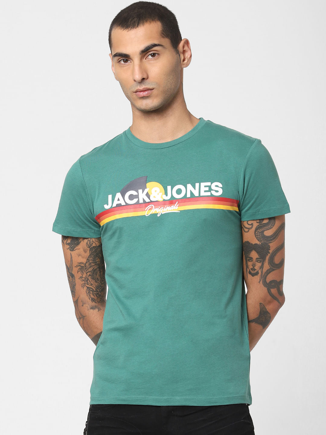 Green Logo Print Crew Neck T-shirt