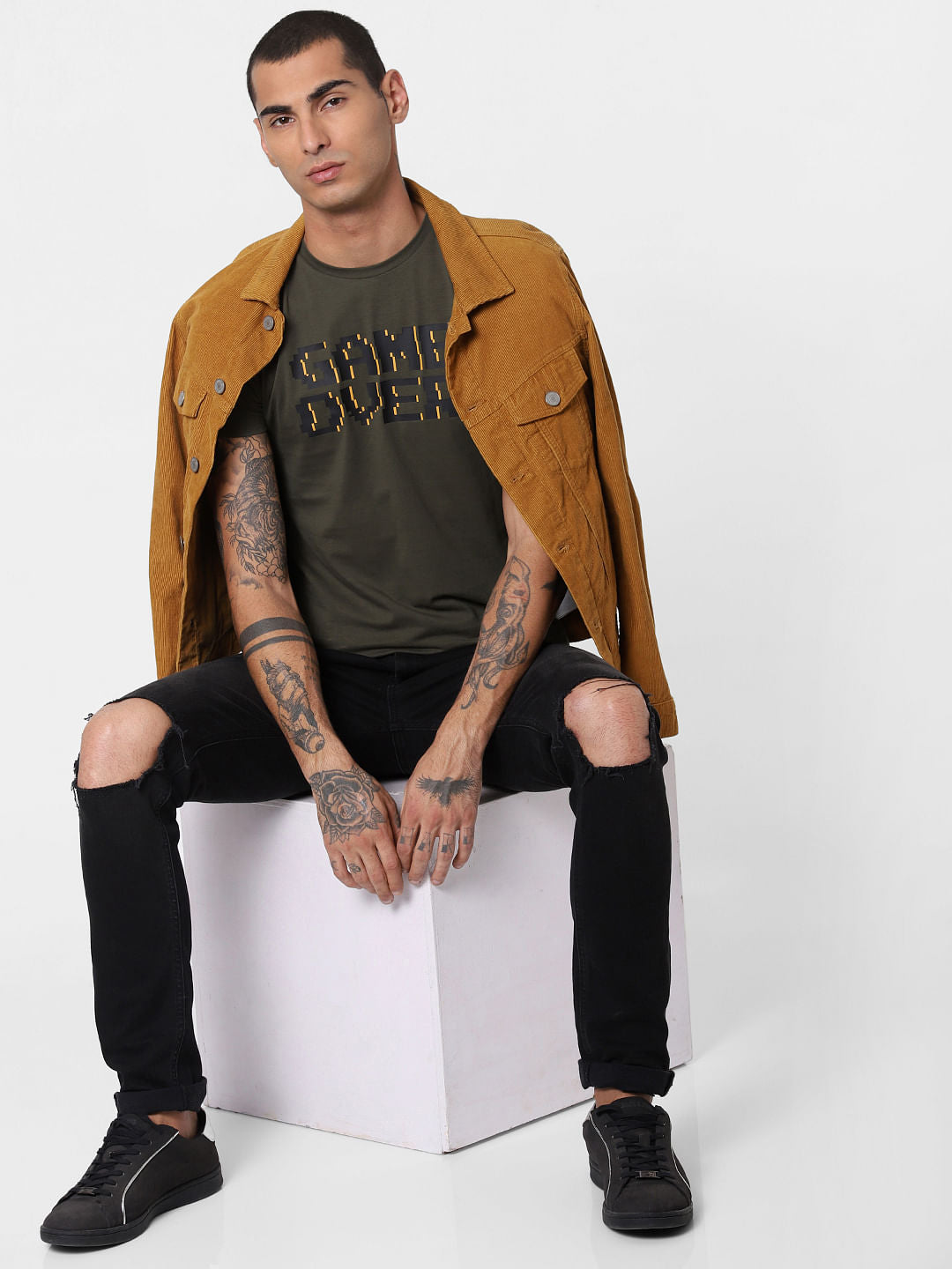 Dark Green Game Over Text T-shirt