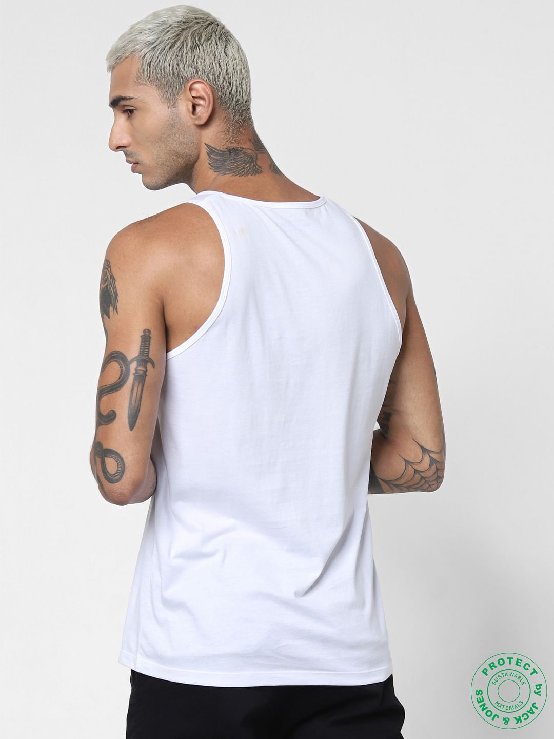 White Striped Patch Vest