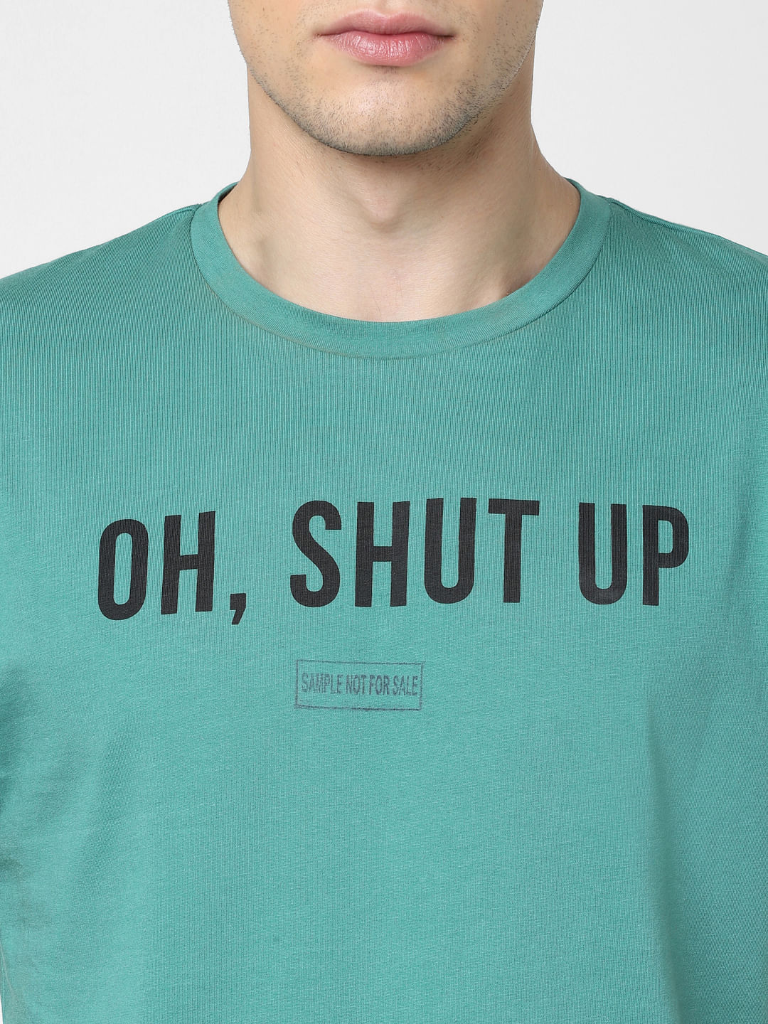 Green Slogan Print Crew Neck T-shirt