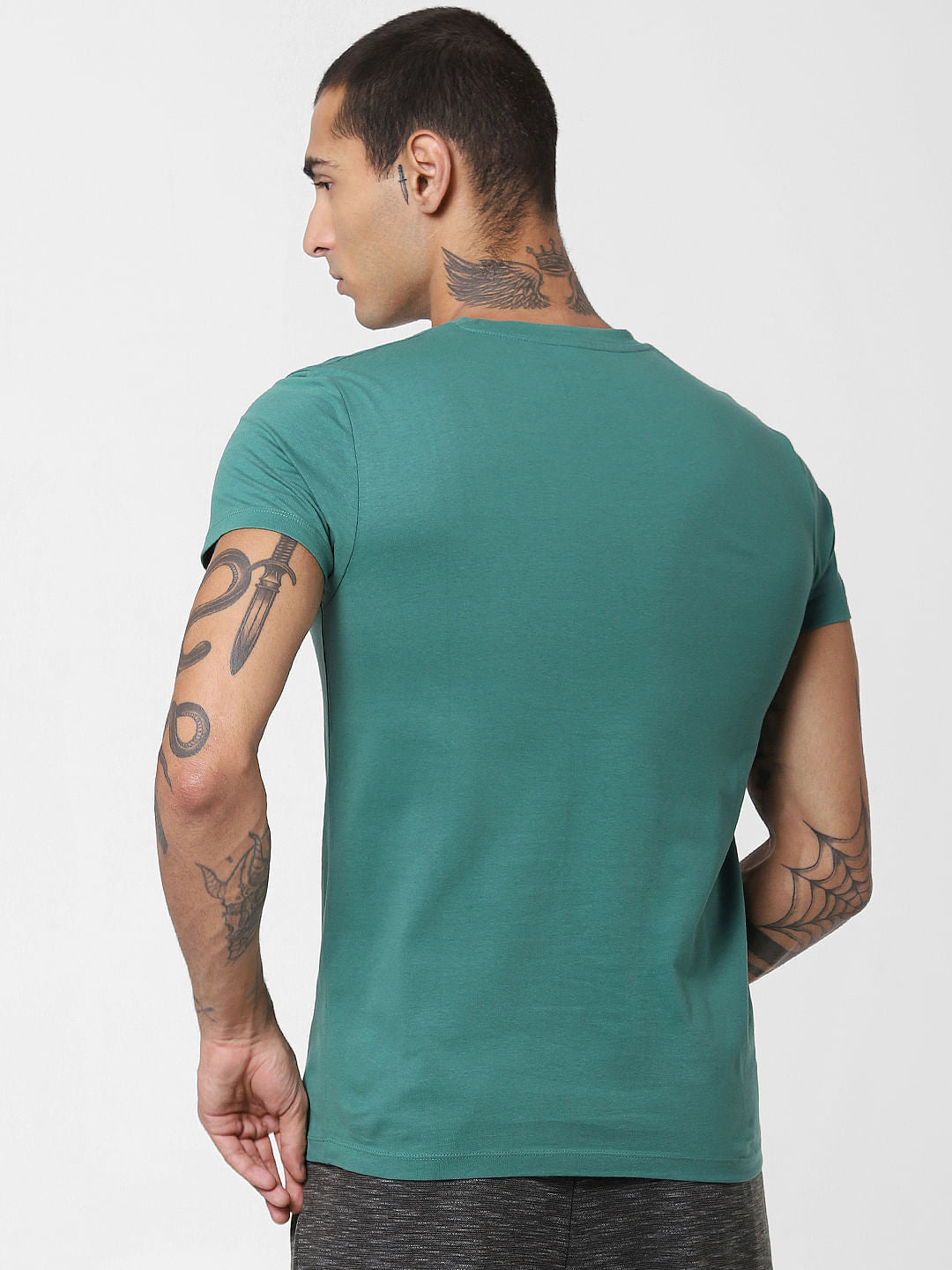 Green Logo Print Crew Neck T-shirt