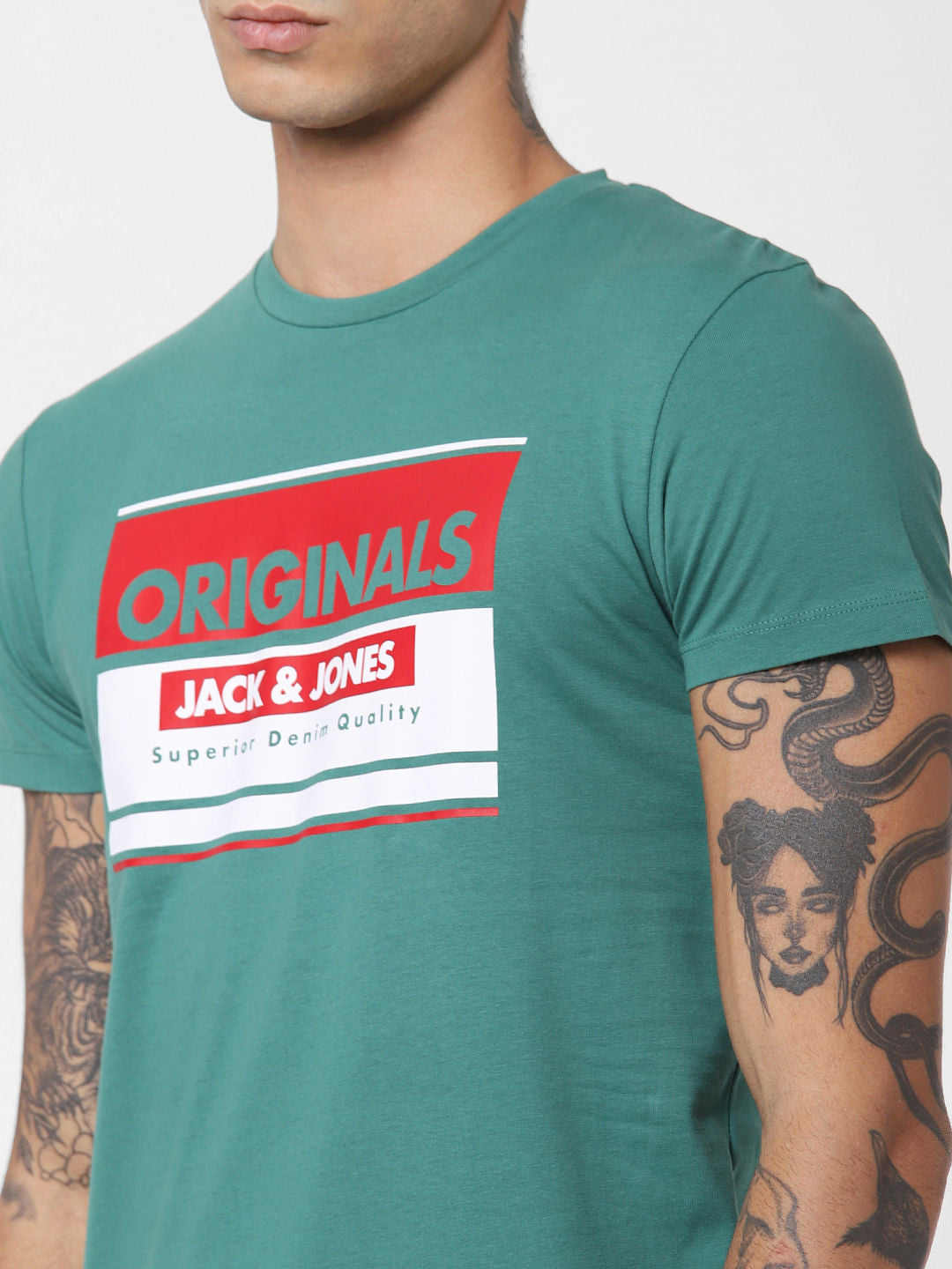 Green Logo Print Crew Neck T-shirt