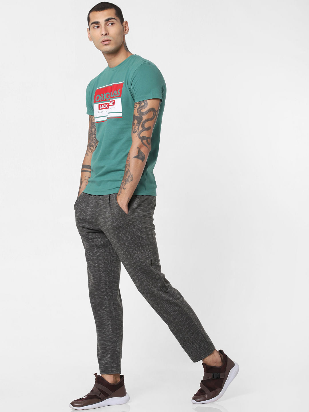 Green Logo Print Crew Neck T-shirt