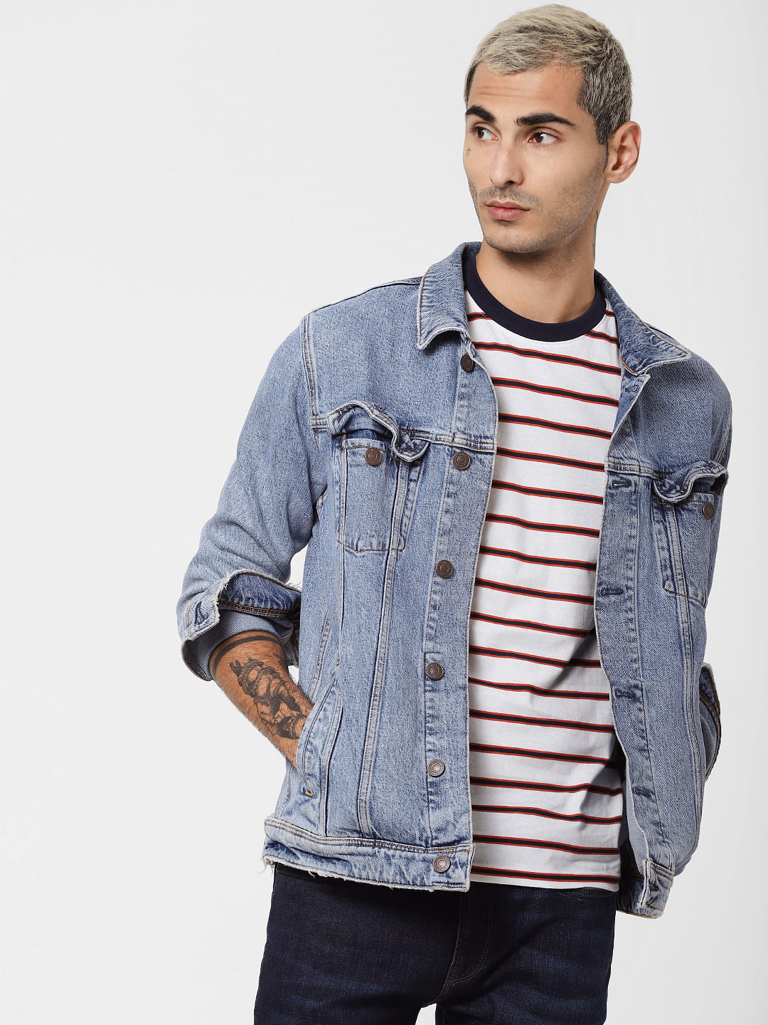 White Striped Crew Neck T-shirt