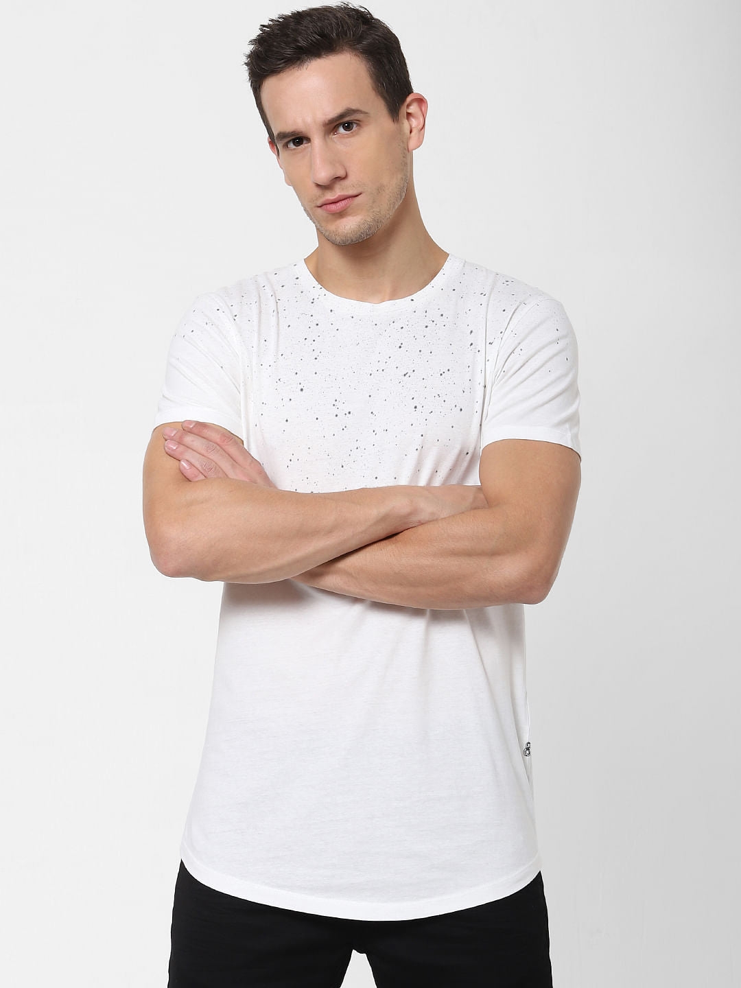 White Printed Crew Neck T-shirt