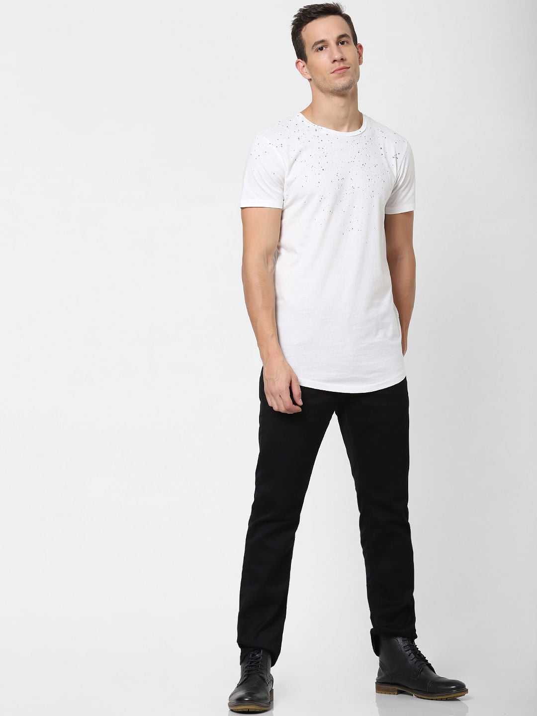 White Printed Crew Neck T-shirt