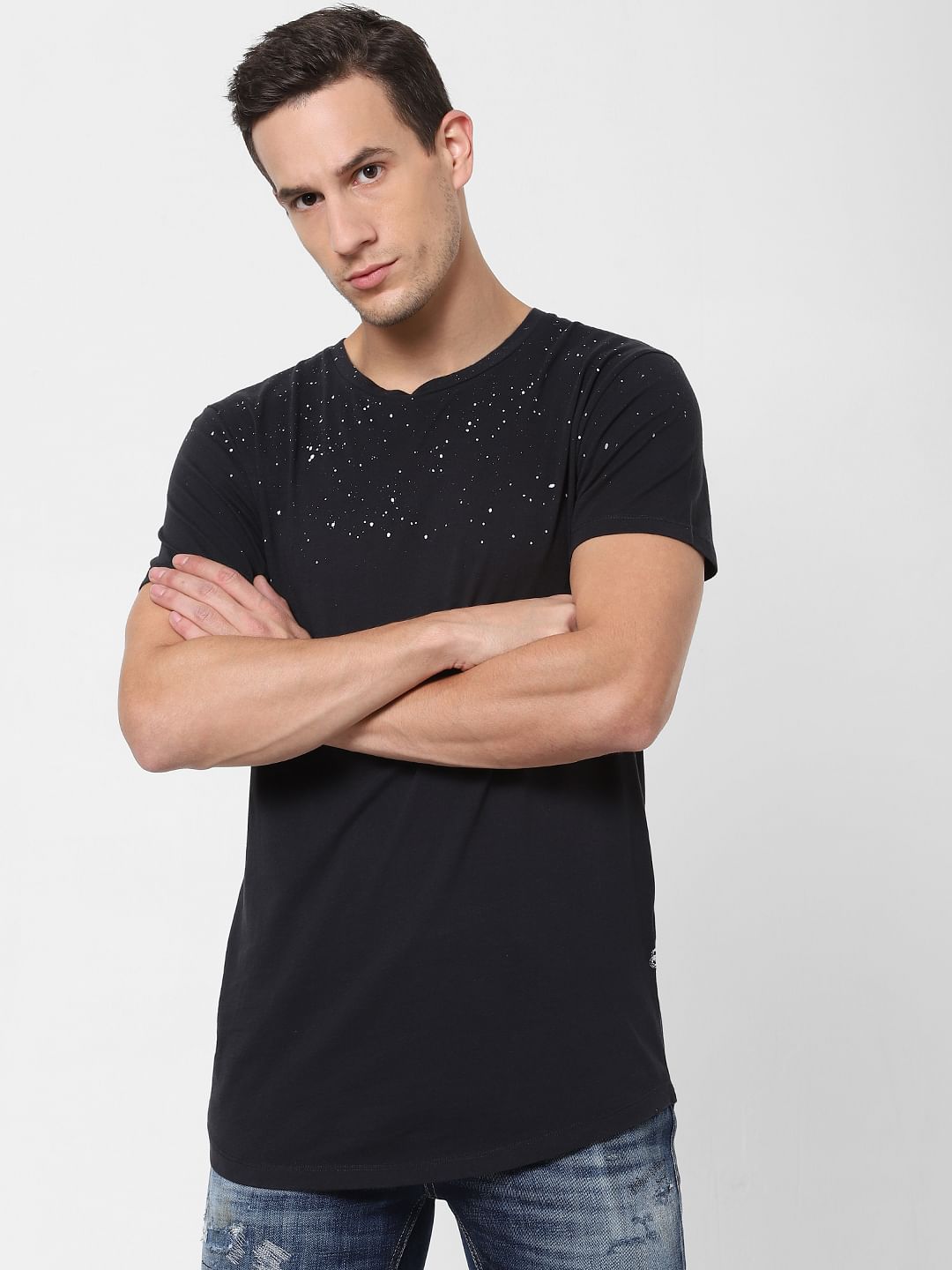 Black Printed Crew Neck T-shirt