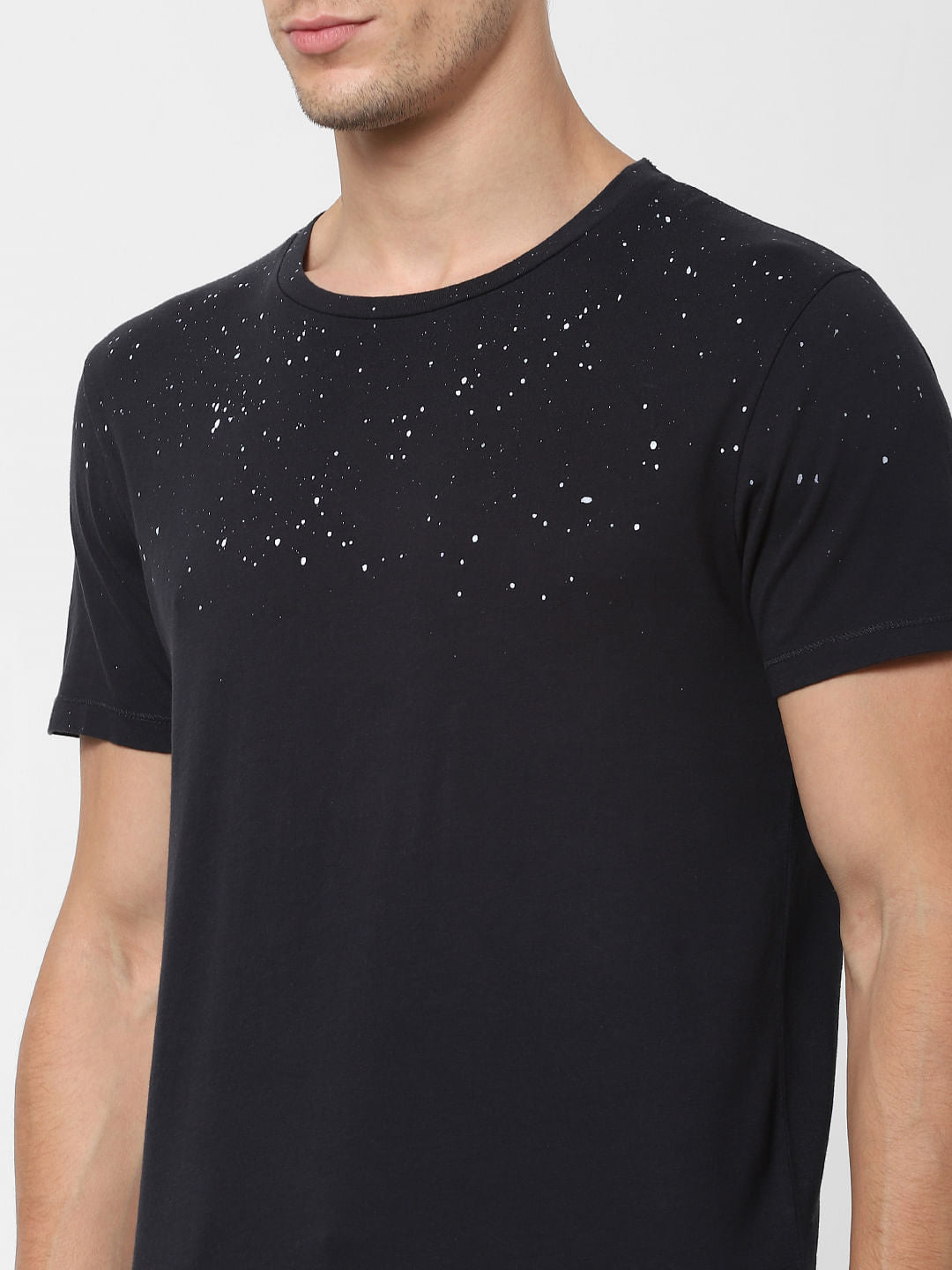 Black Printed Crew Neck T-shirt