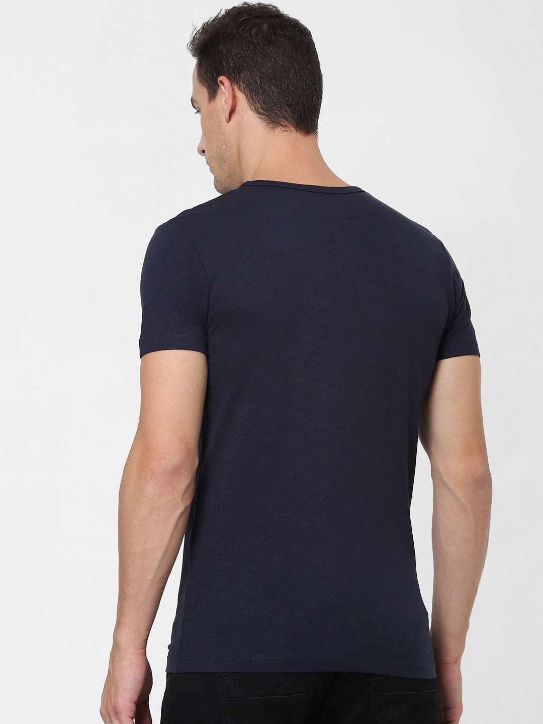 Navy Blue Graphic Print Crew Neck T-shirt