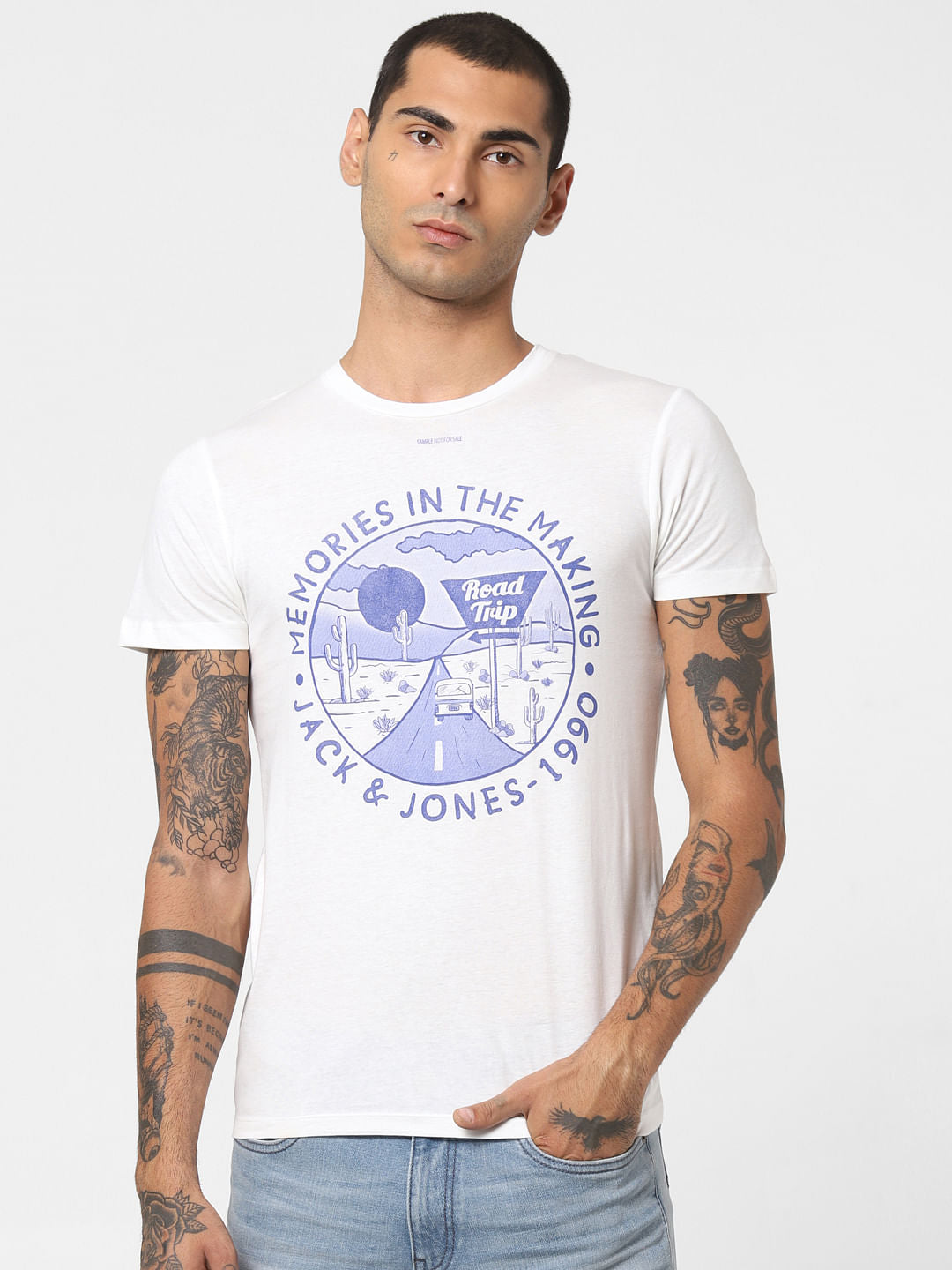 White Graphic Print Crew Neck T-shirt
