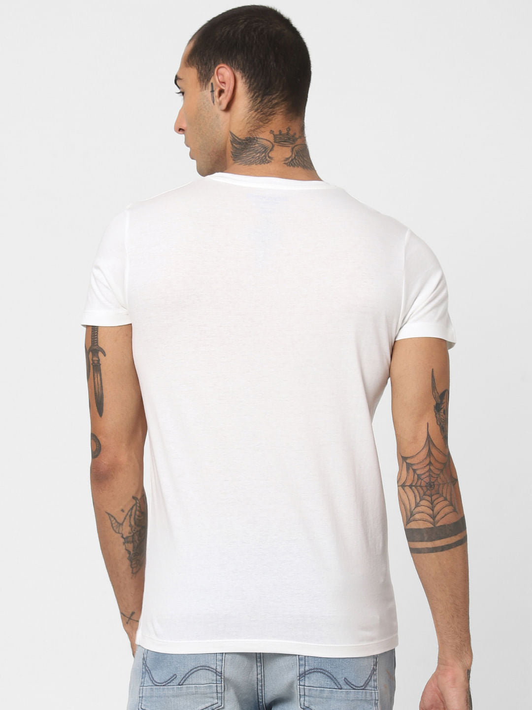 White Graphic Print Crew Neck T-shirt