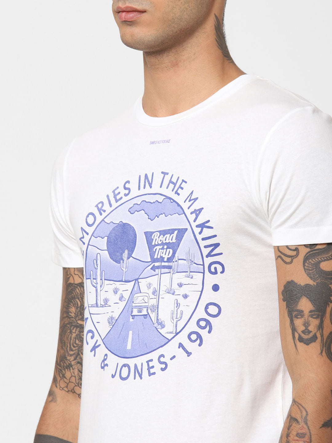 White Graphic Print Crew Neck T-shirt