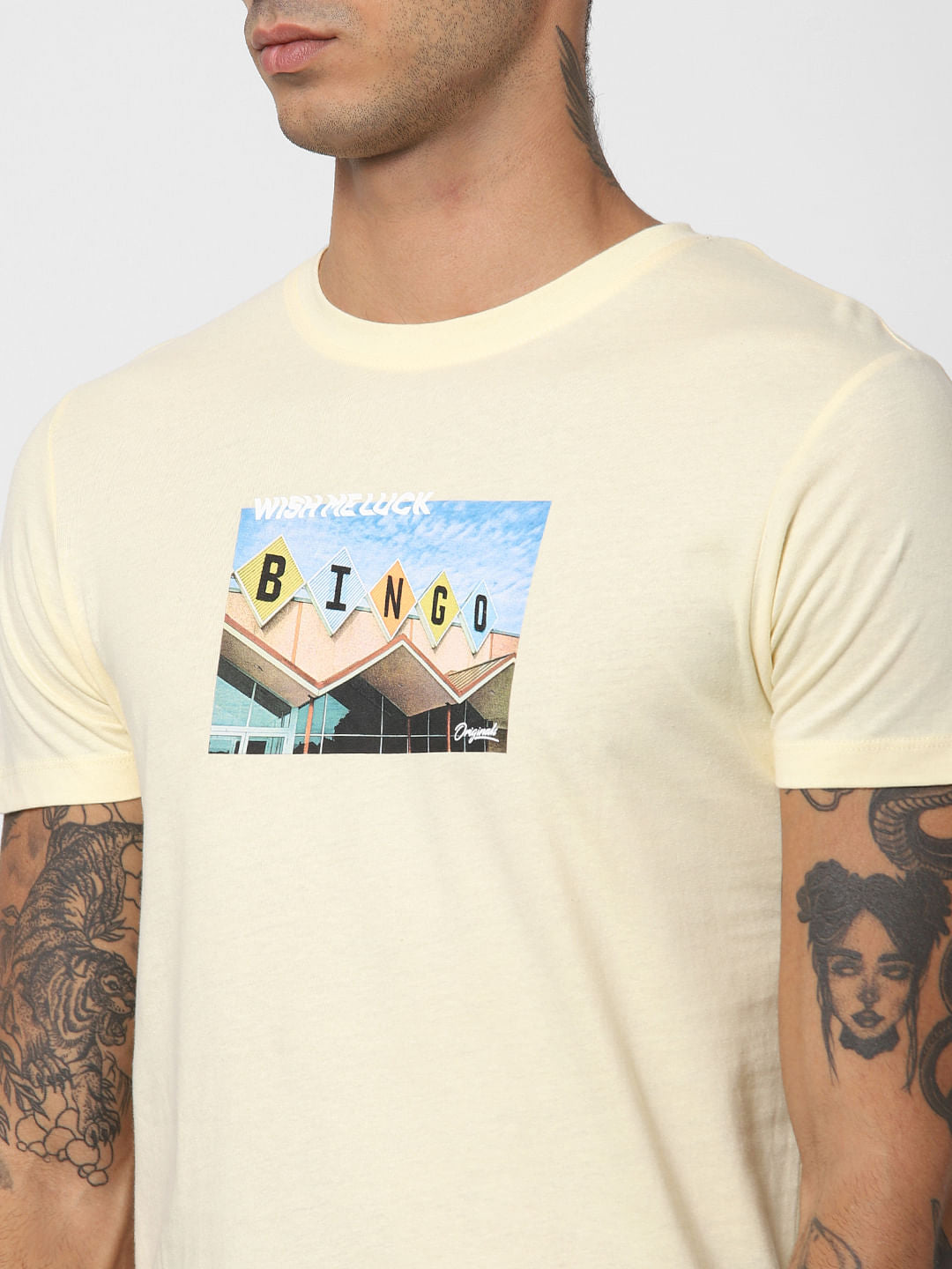Yellow Typographic Print Crew Neck T-shirt