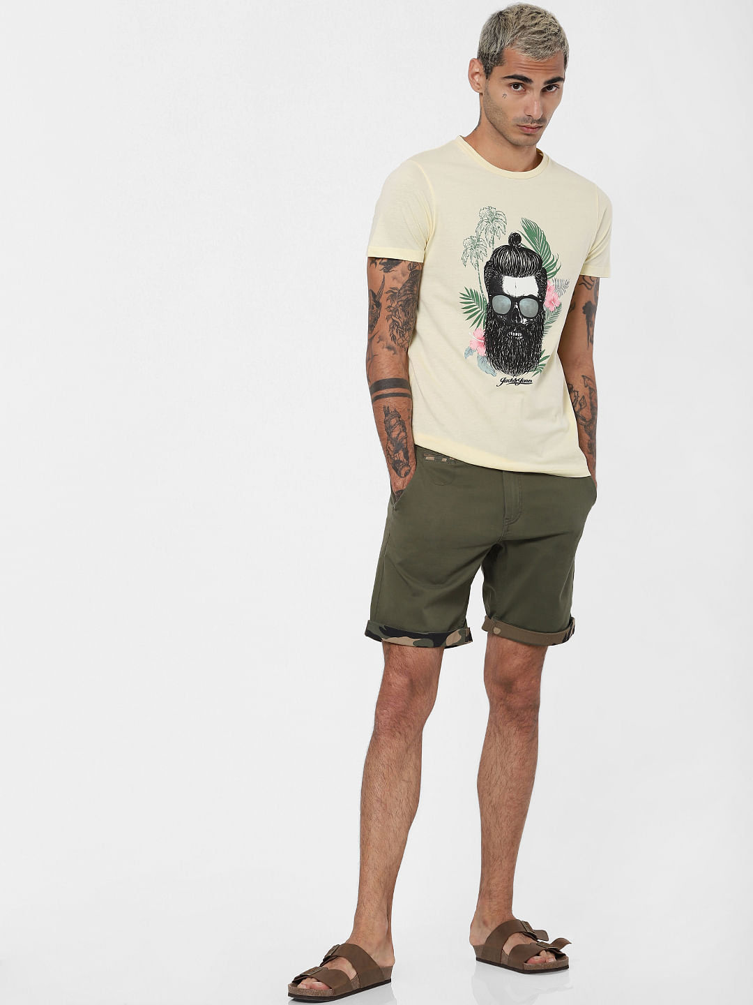 Yellow Graphic Print Crew Neck T-shirt