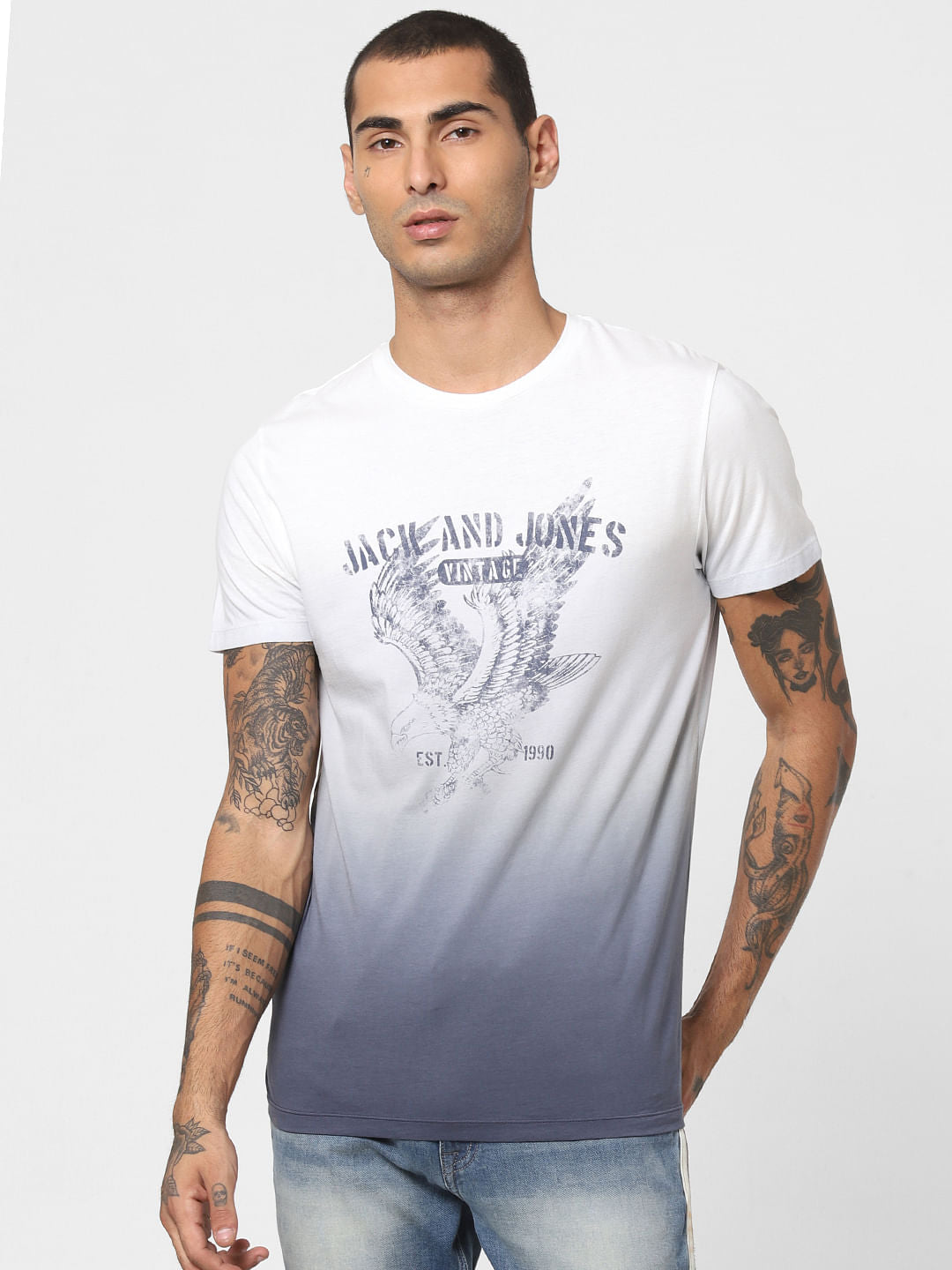 White Ombre Crew Neck T-shirt