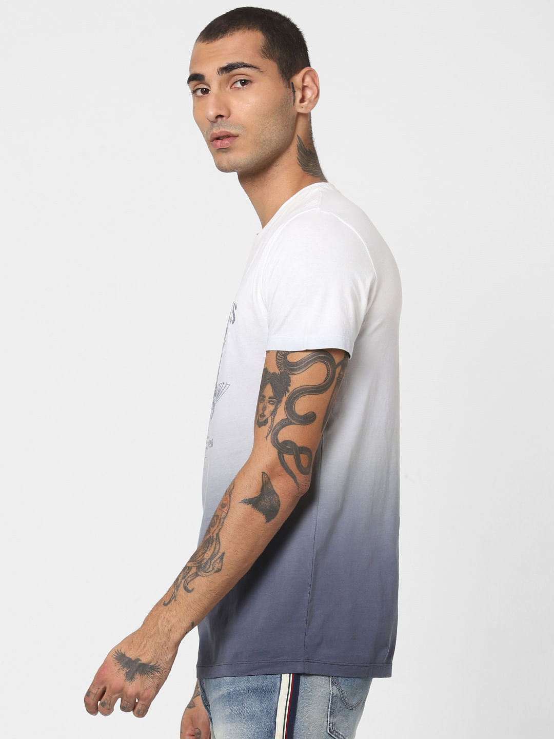 White Ombre Crew Neck T-shirt