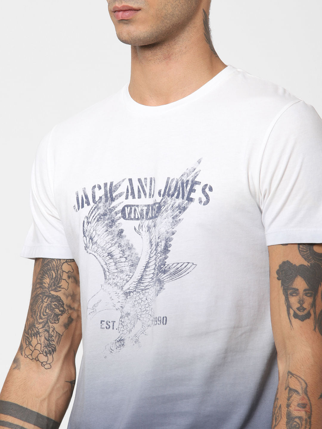 White Ombre Crew Neck T-shirt
