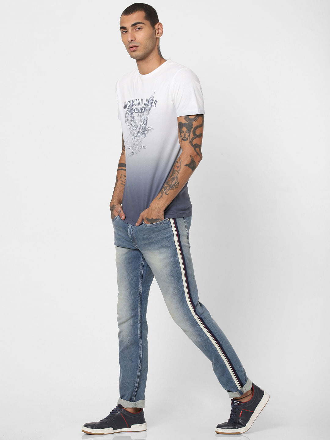 White Ombre Crew Neck T-shirt