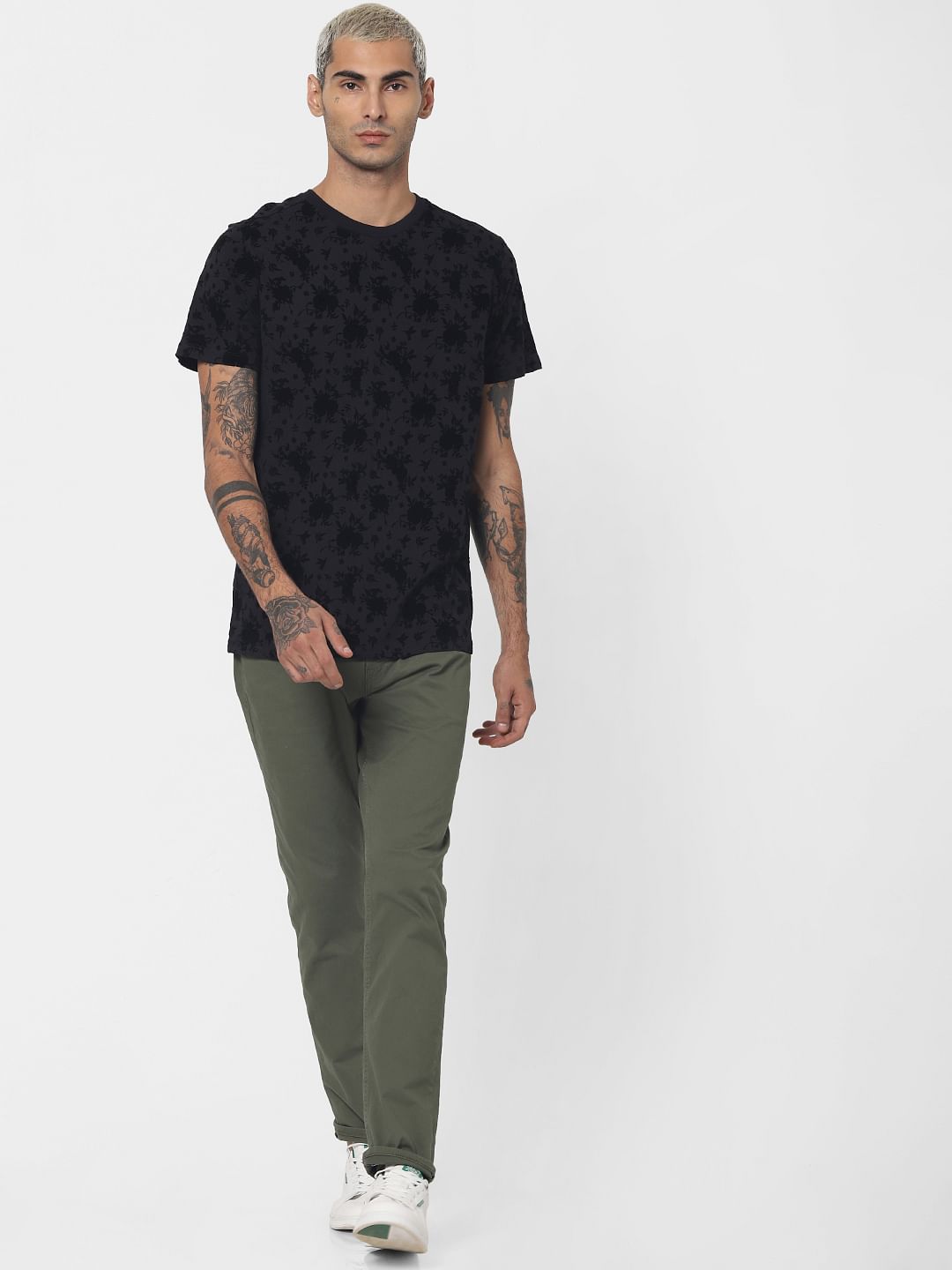 Black Printed Crew Neck T-shirt