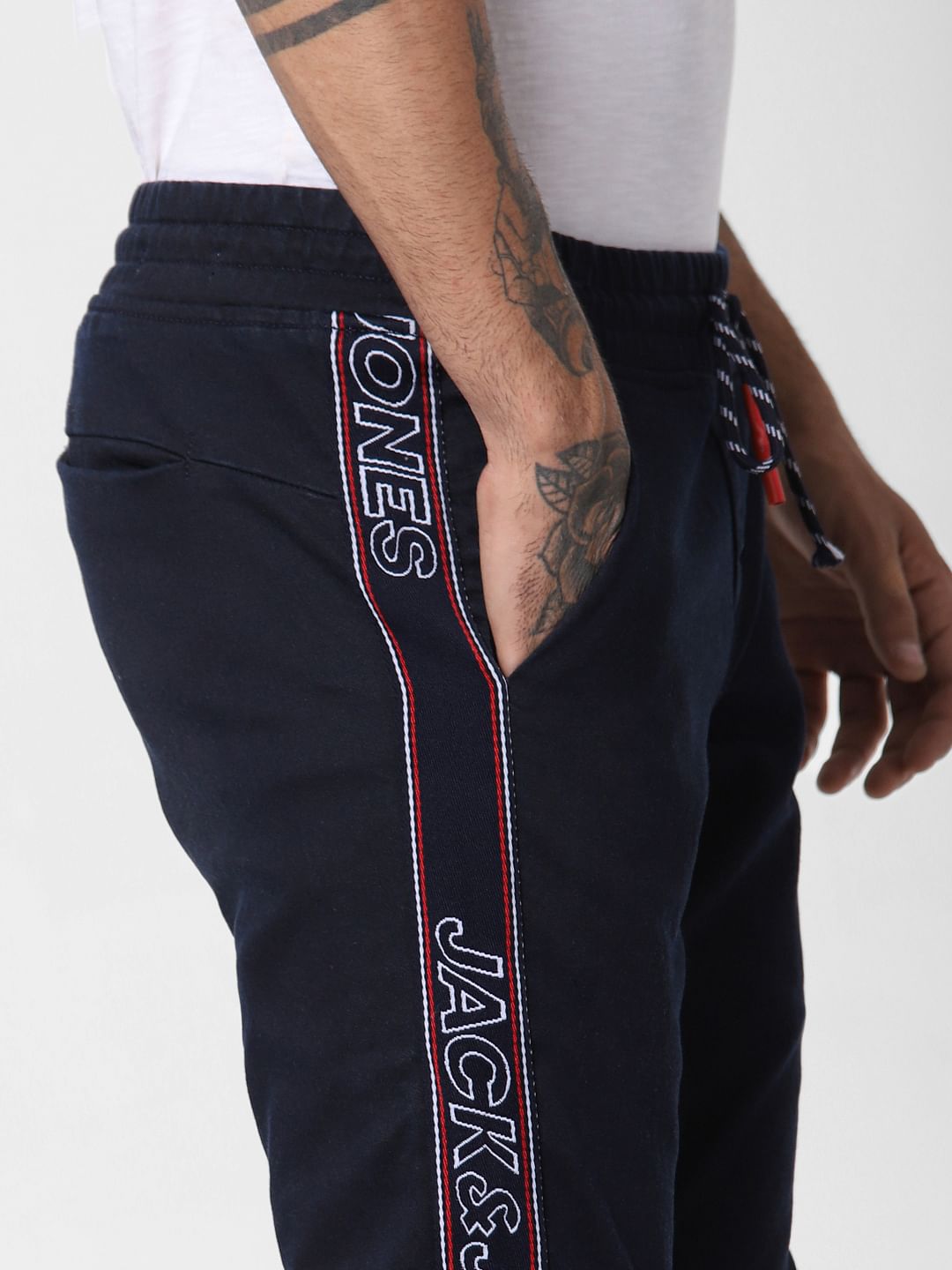 Black Low Rise Tape Detail Glenn Slim Jeans