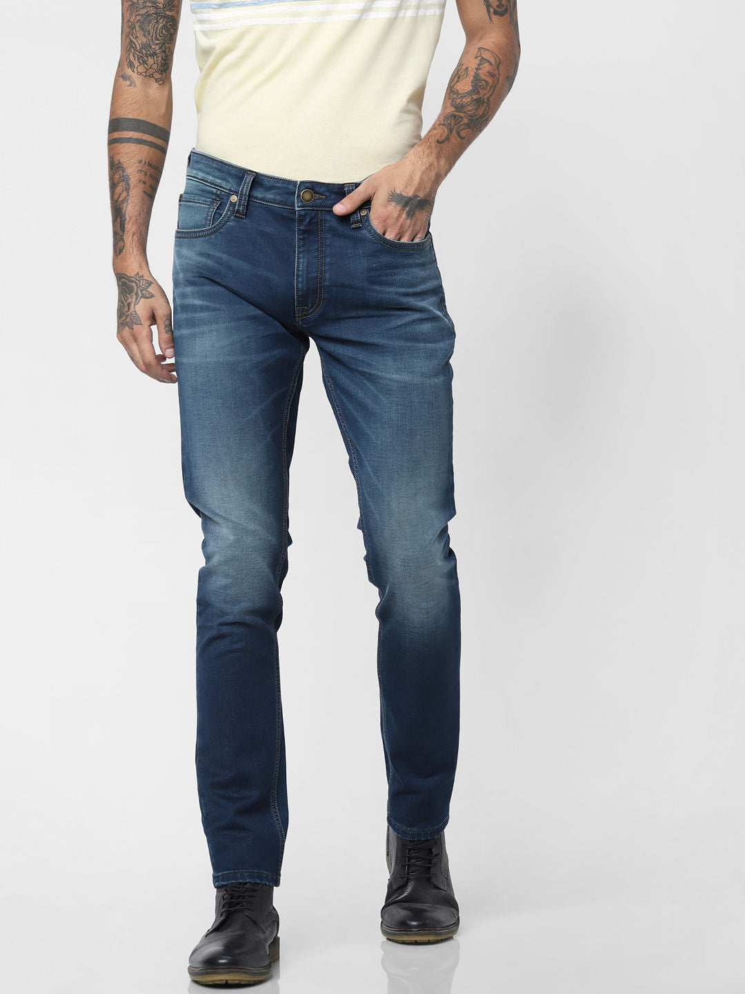 Blue Low Rise Washed Ben Skinny Jeans
