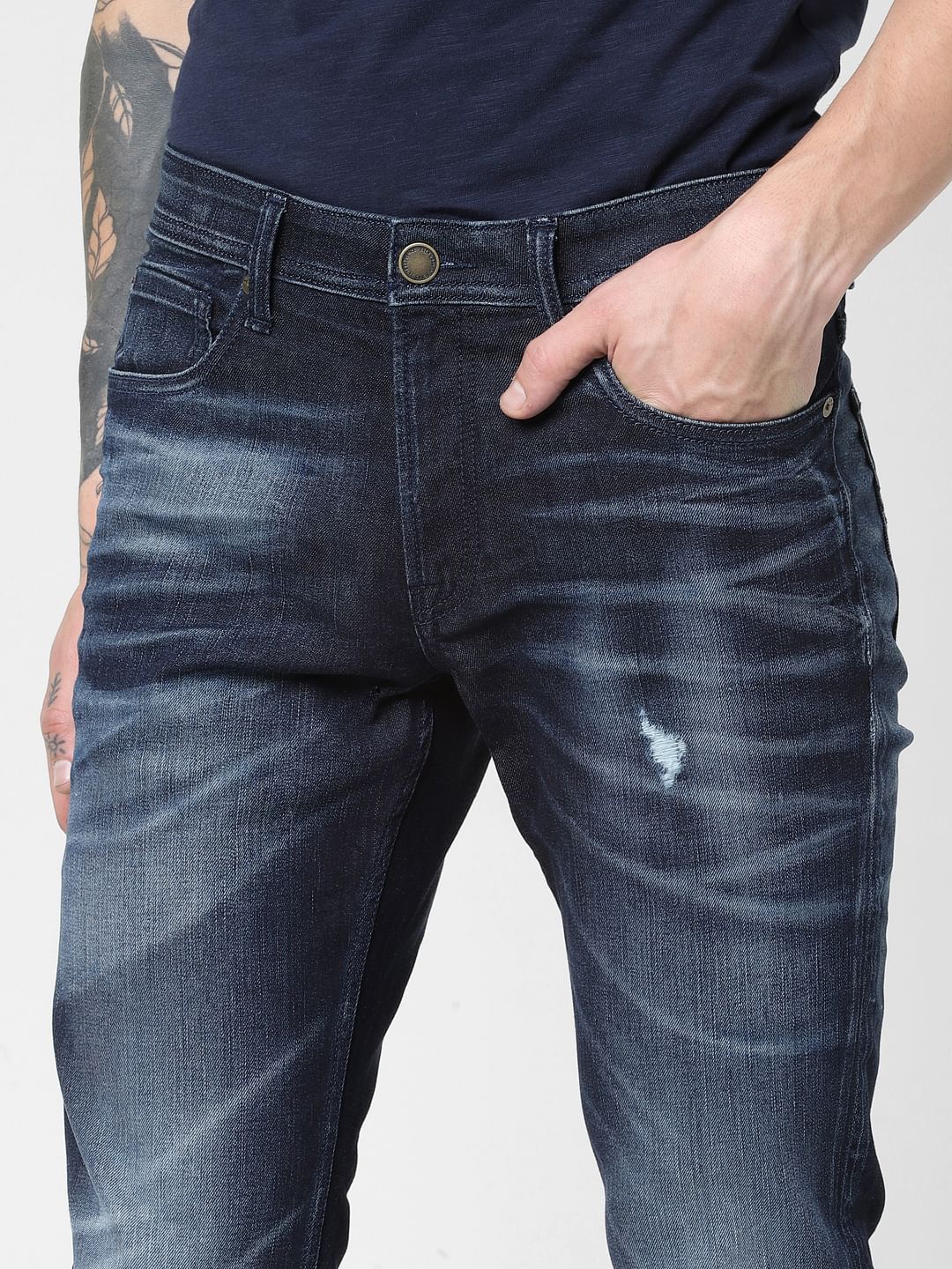 Dark Blue Low Rise Glenn Slim Fit Jeans