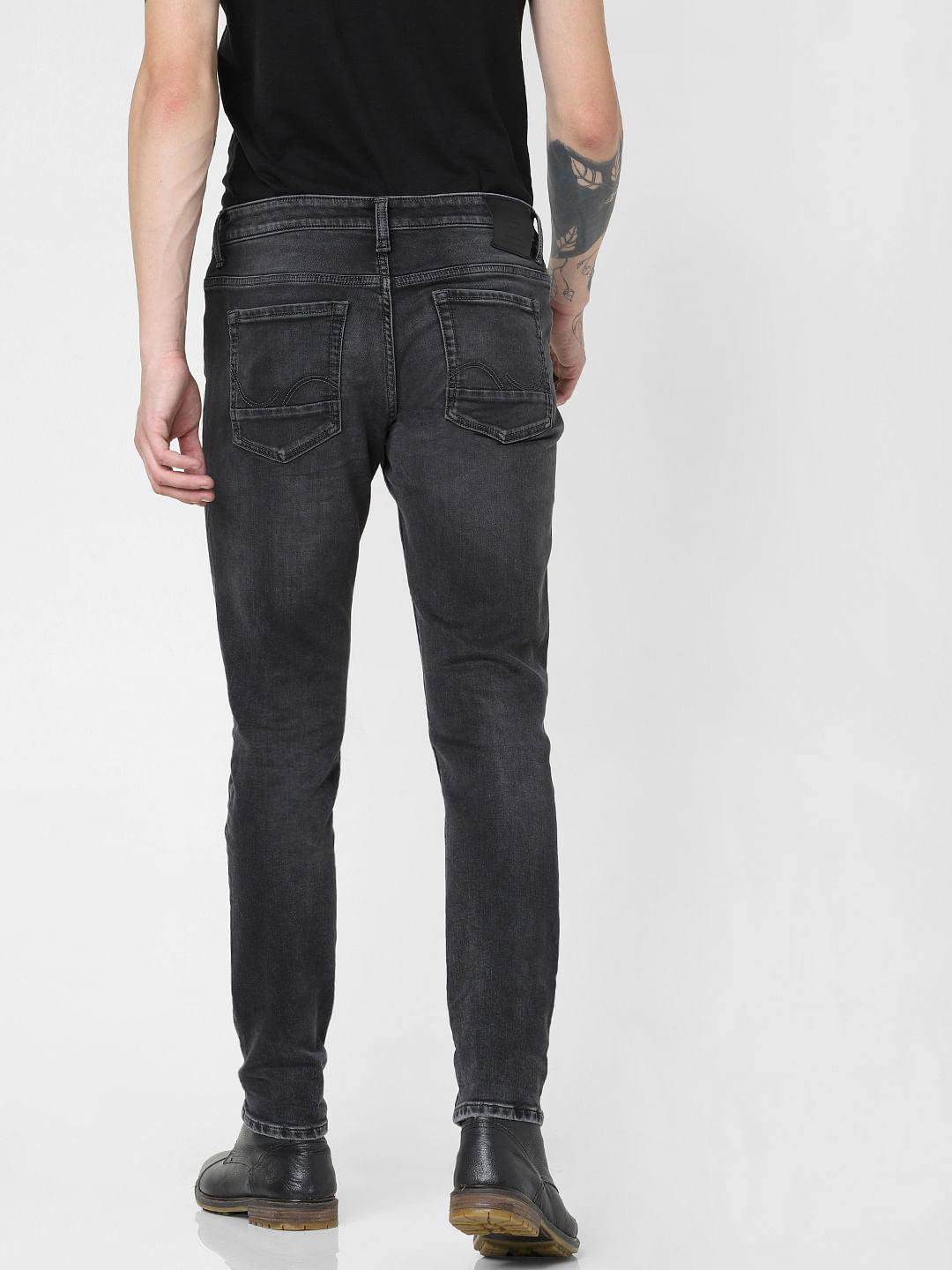 Black Low Rise Washed Glenn Slim Jeans