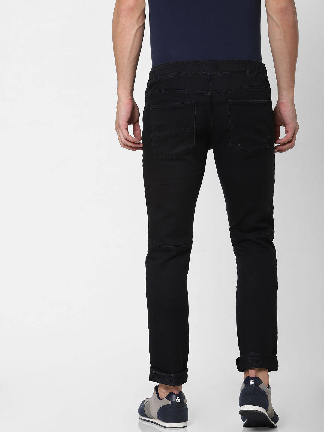 Black Low Rise Tape Detail Glenn Slim Fit Jeans