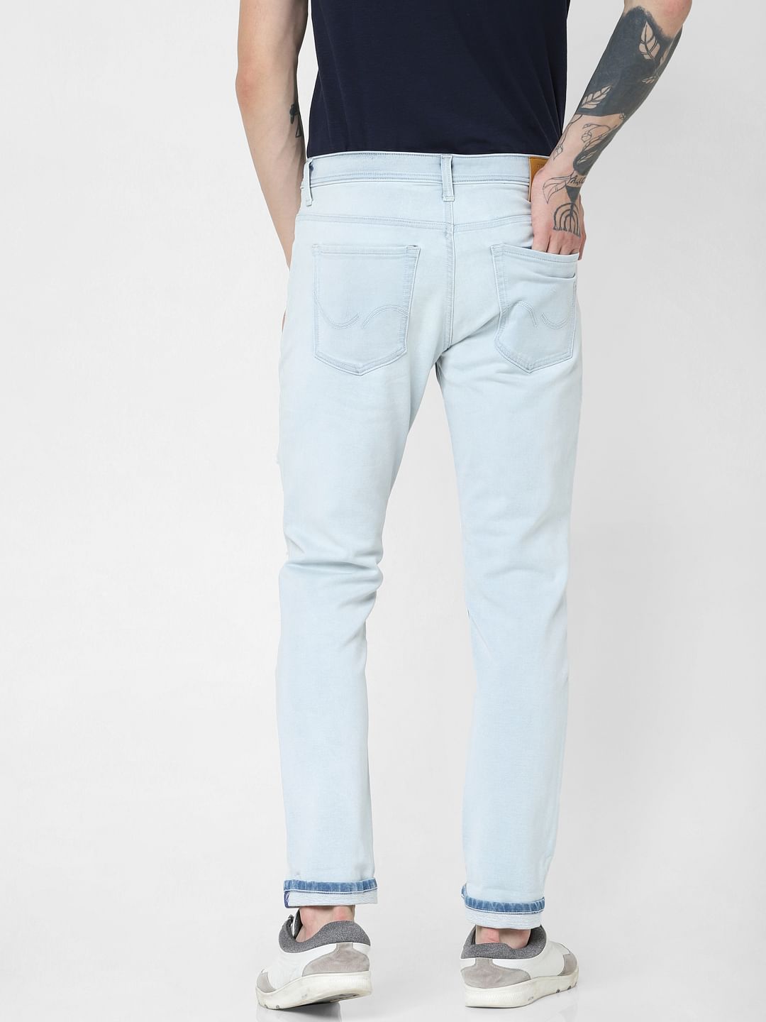 Light Blue Low Rise Ripped Glenn Slim Jeans