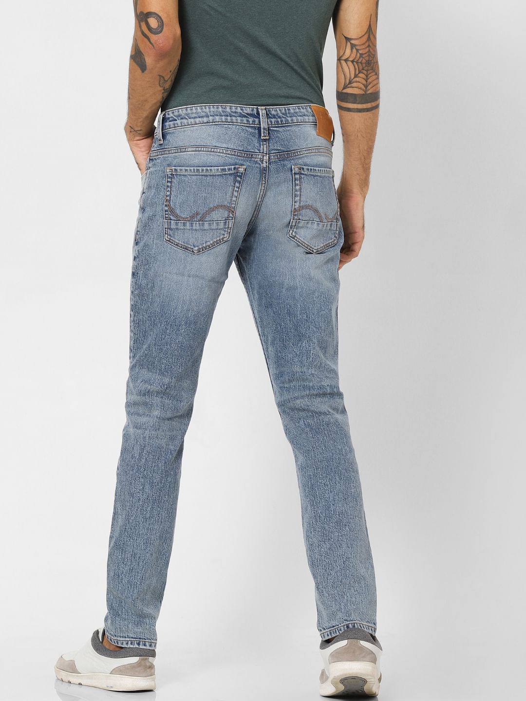 Light Blue Low Rise Heavily Washed Slim Fit Jeans