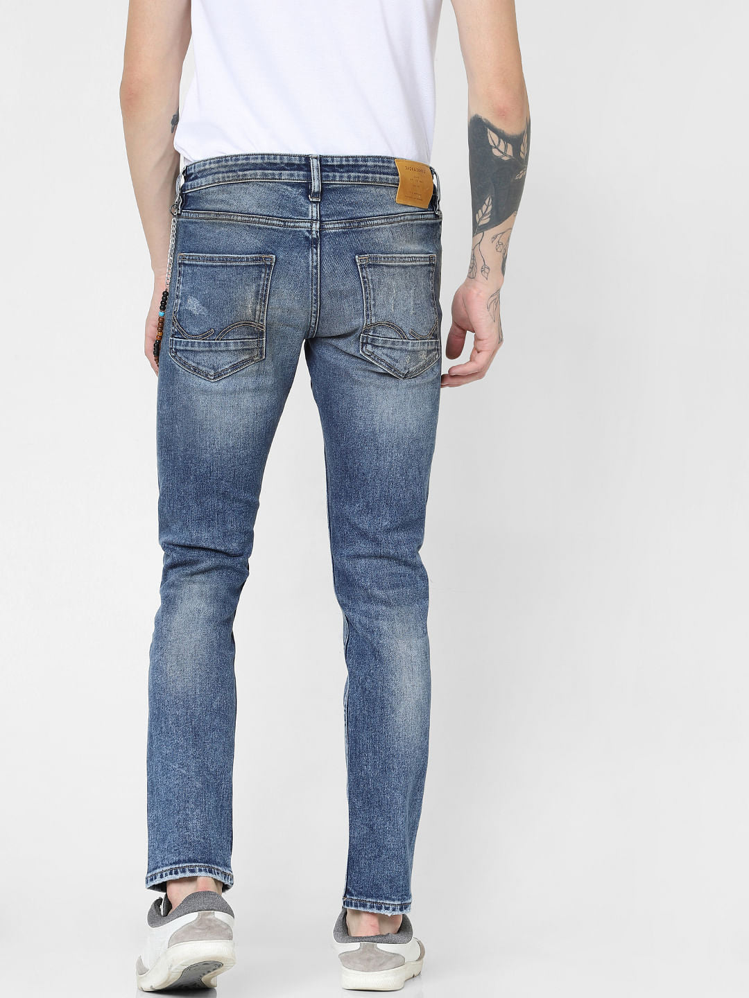 Blue Low Rise Distressed Glenn Slim Fit Jeans