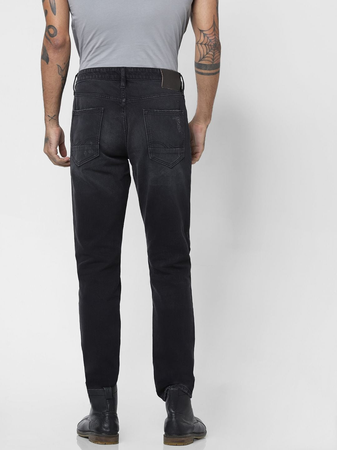 Black Low Rise Heavily Washed Tim Anti Fit Jeans