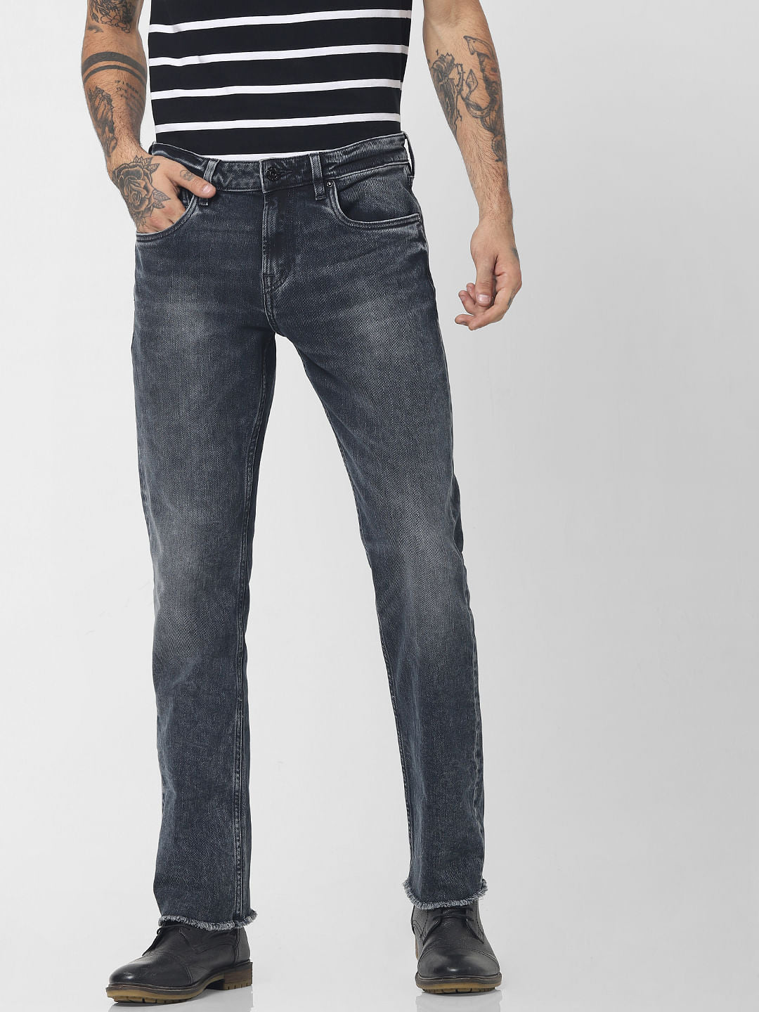 Blue Low Rise Washed Clark Regular Fit Jeans