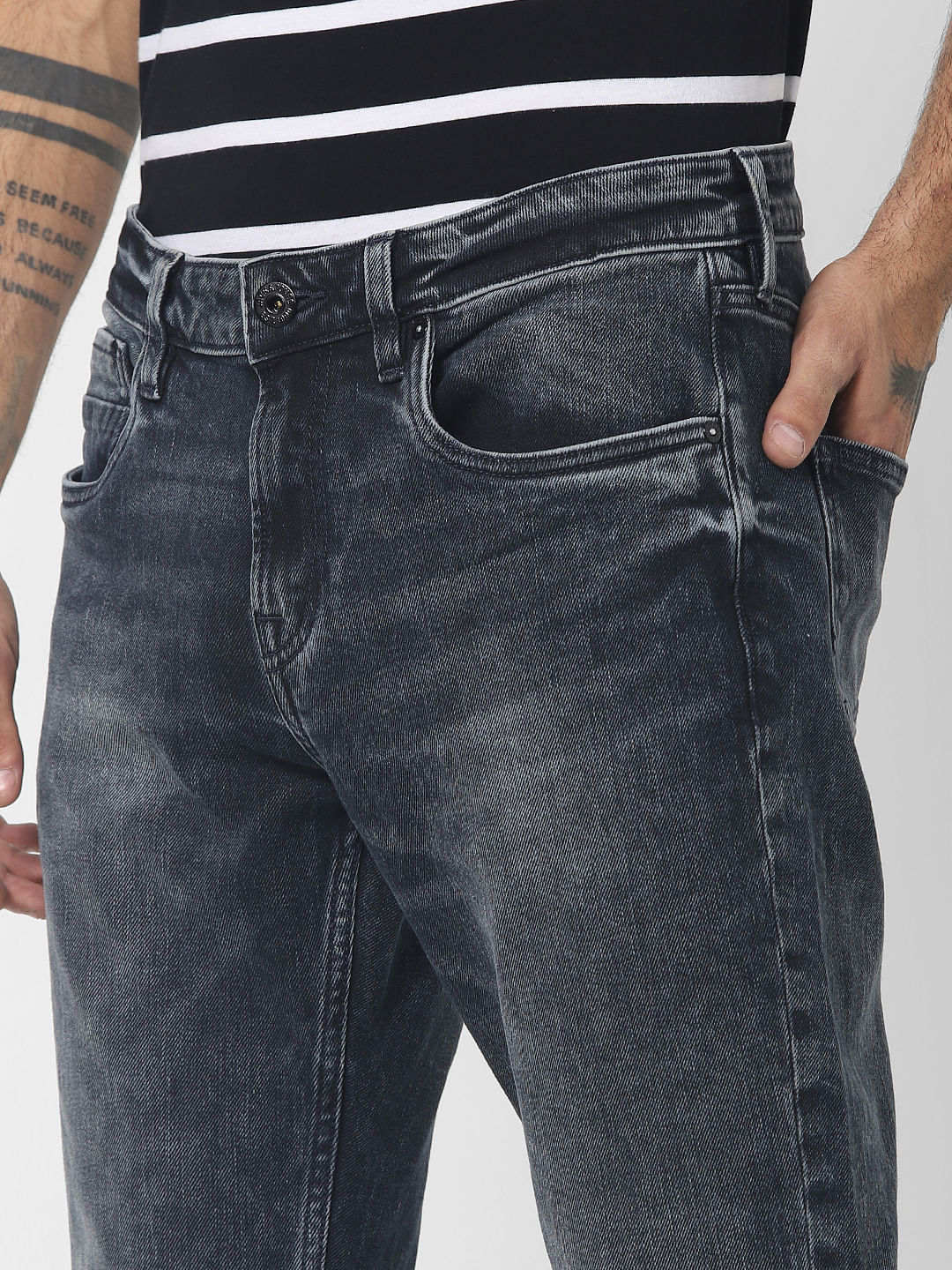 Blue Low Rise Washed Clark Regular Fit Jeans