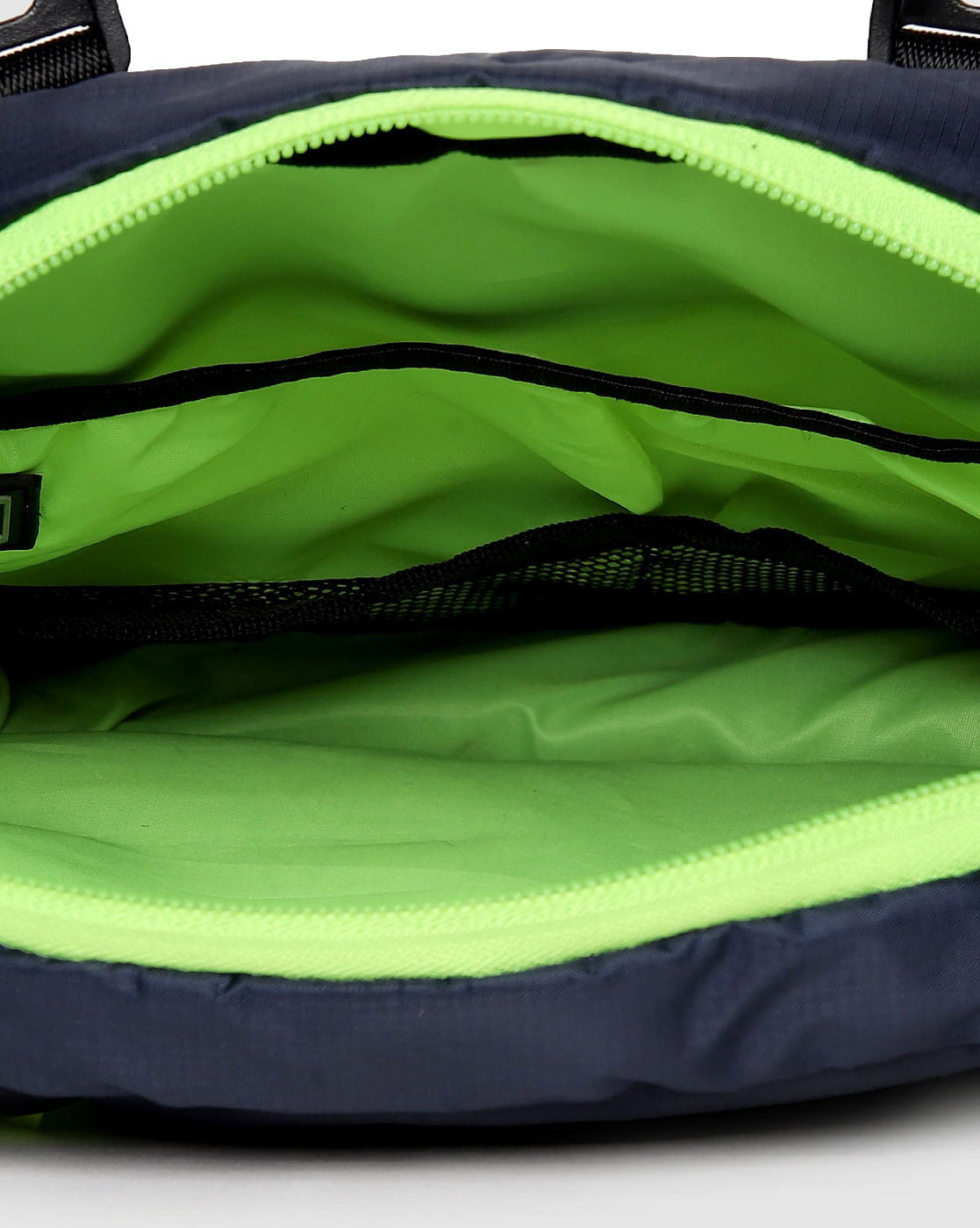 Navy Blue Contrast Zip Messenger Bag