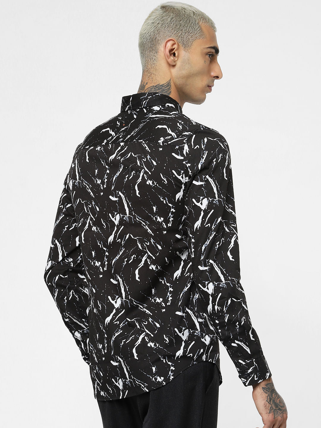 Black All Over Print Full Sleeves Shirt