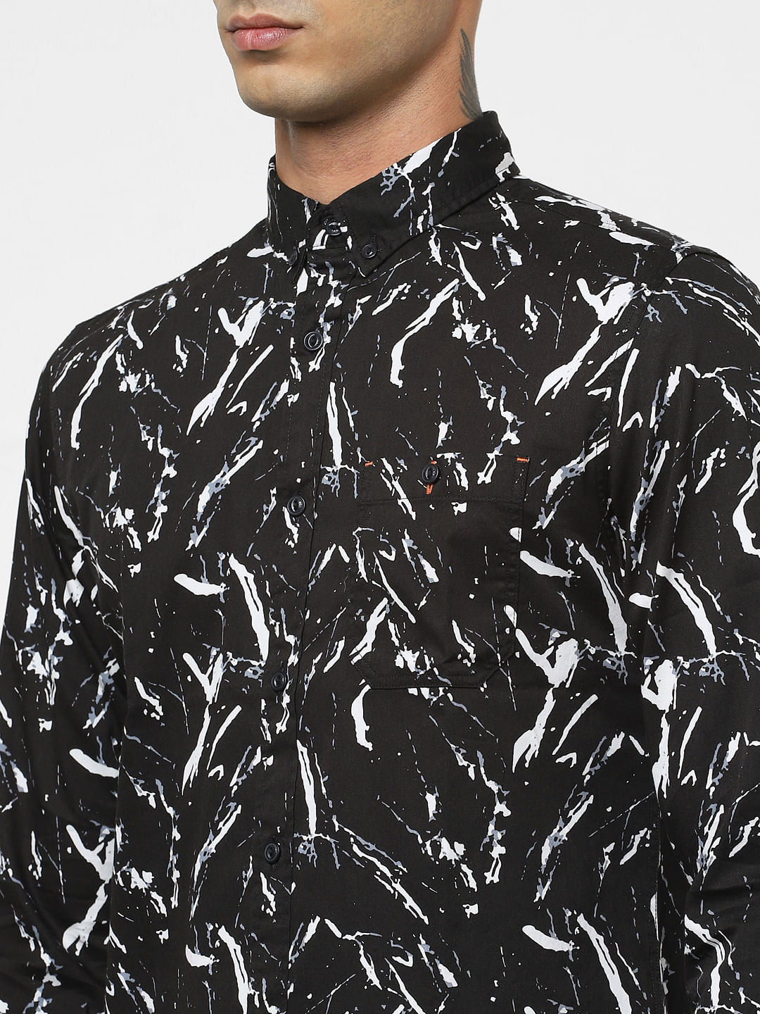 Black All Over Print Full Sleeves Shirt