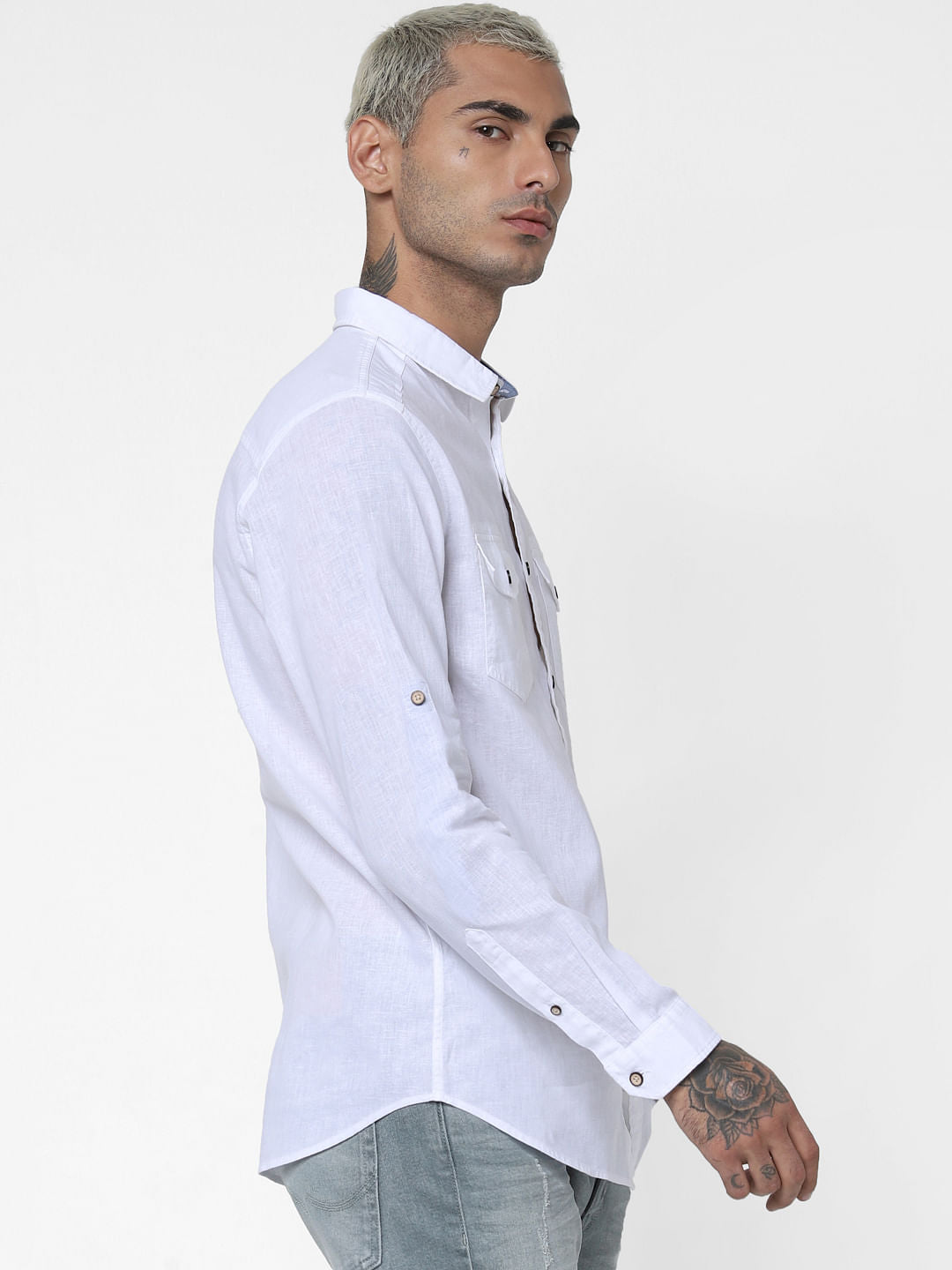 White Washed Linen Full Sleeves Shirt