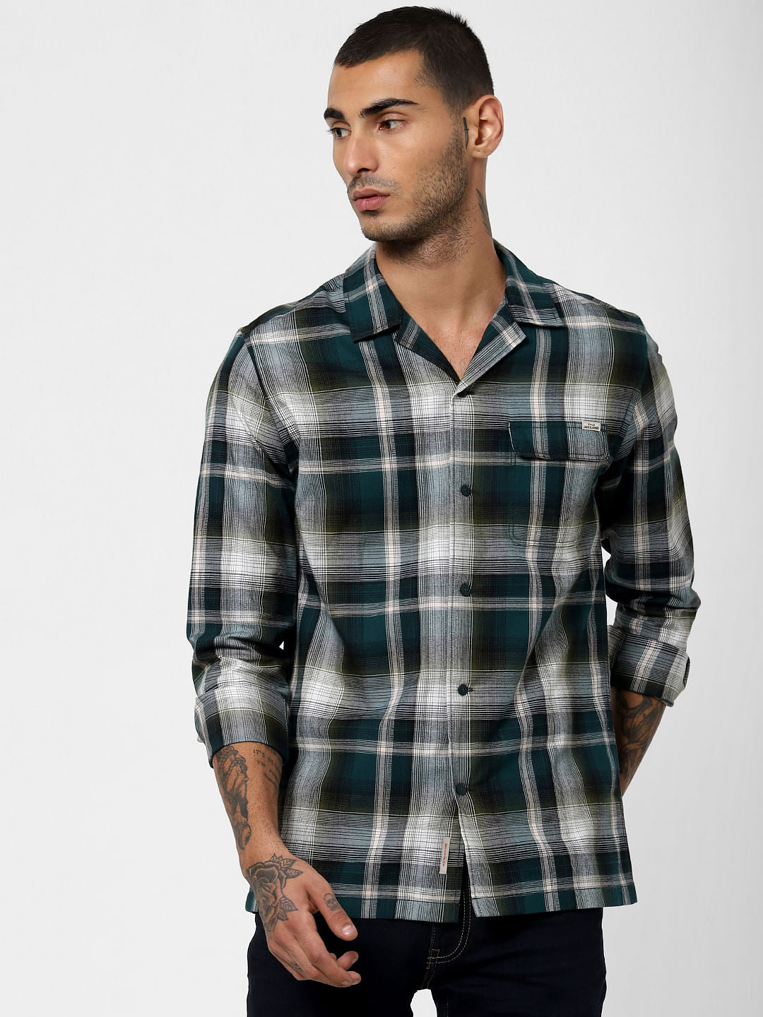 Green Check Full Sleeves Shirt