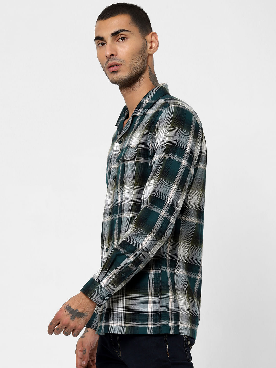 Green Check Full Sleeves Shirt
