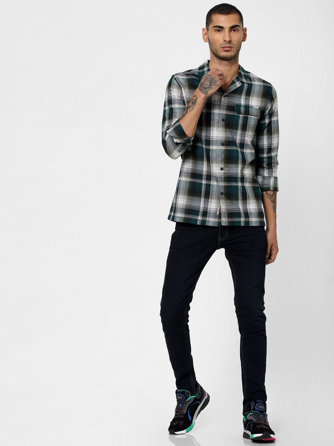 Green Check Full Sleeves Shirt