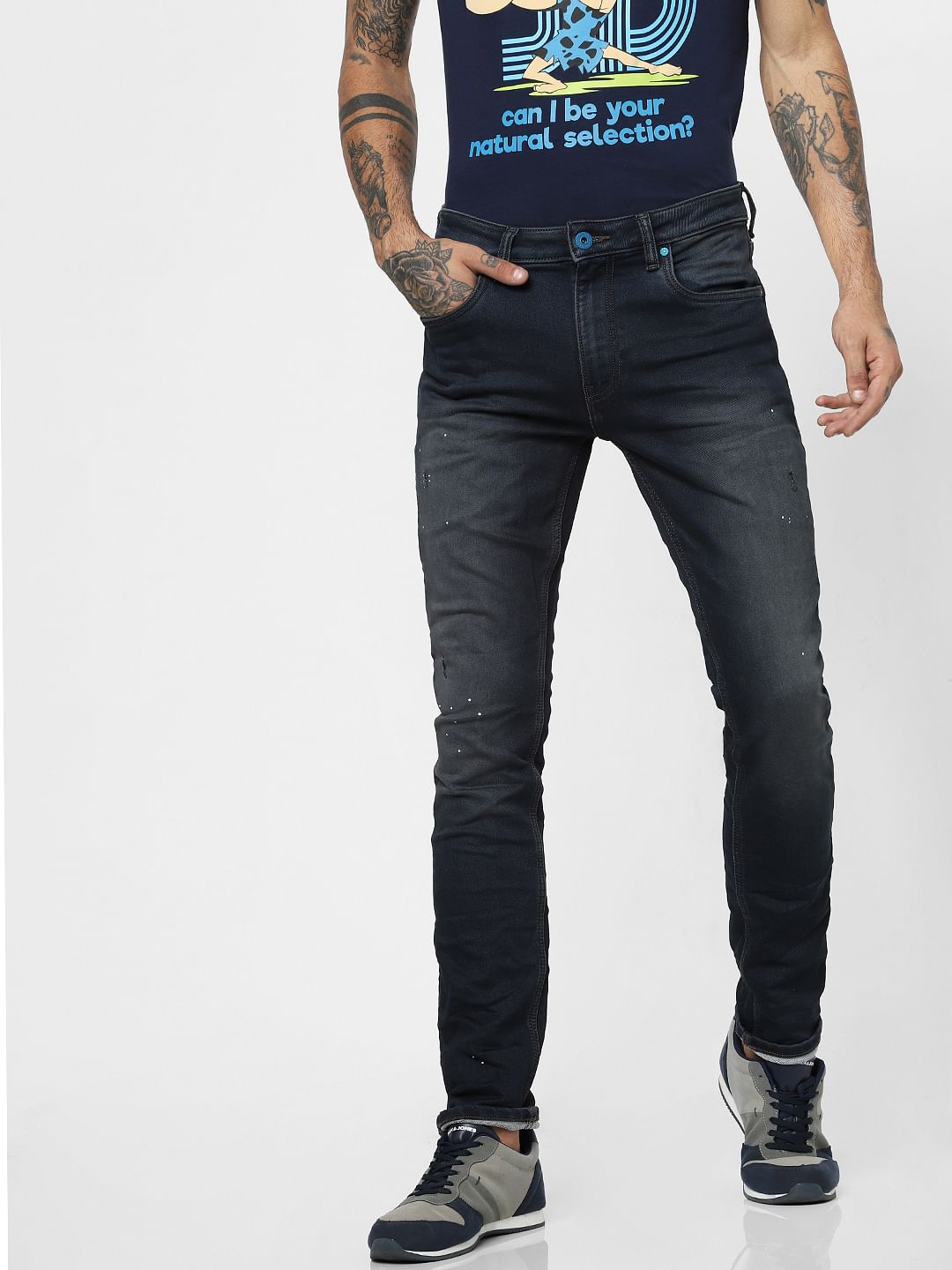 Dark Blue Low Rise Dyed Ben Skinny Jeans